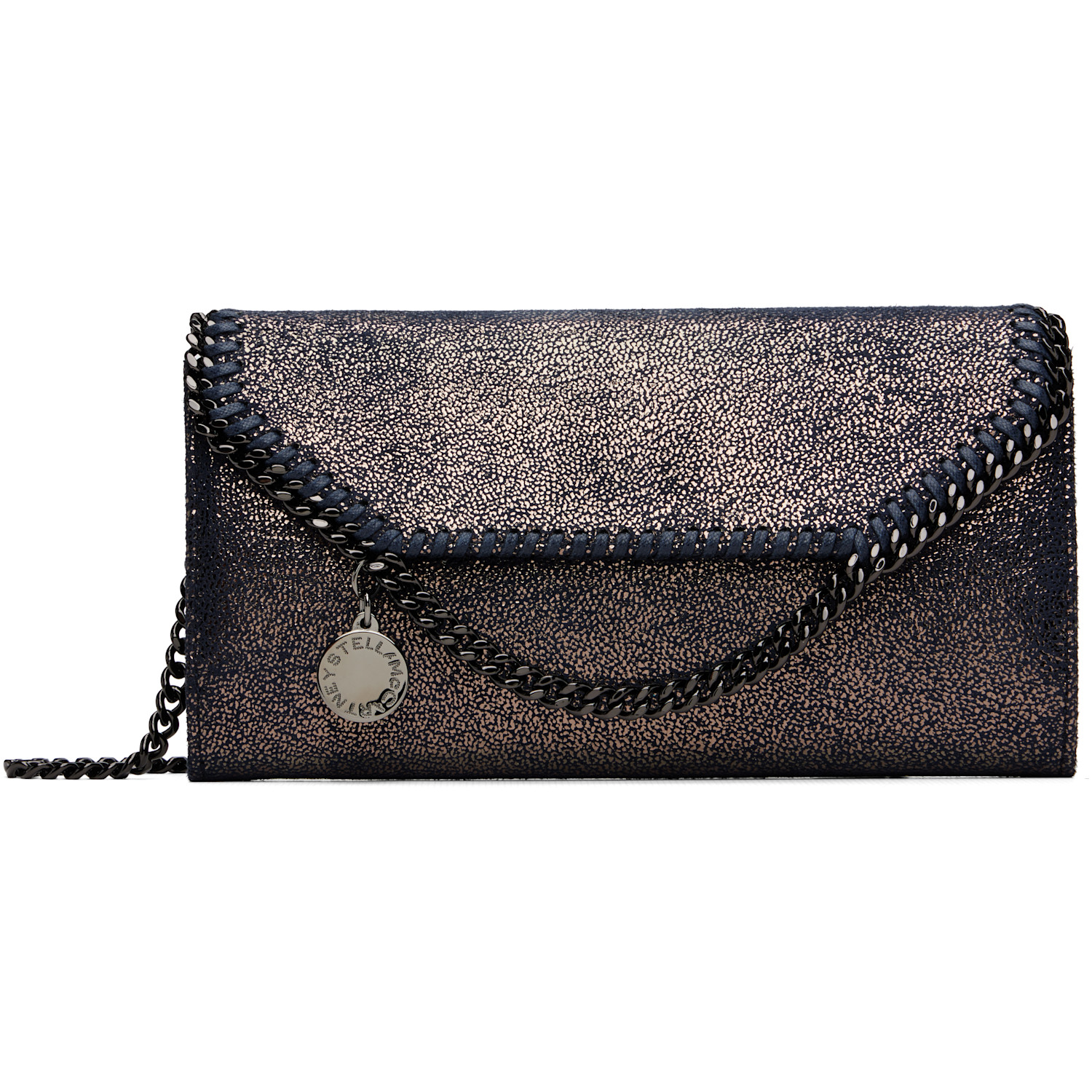 Stella McCartney Navy Falabella Continental Wallet On Chain Bag