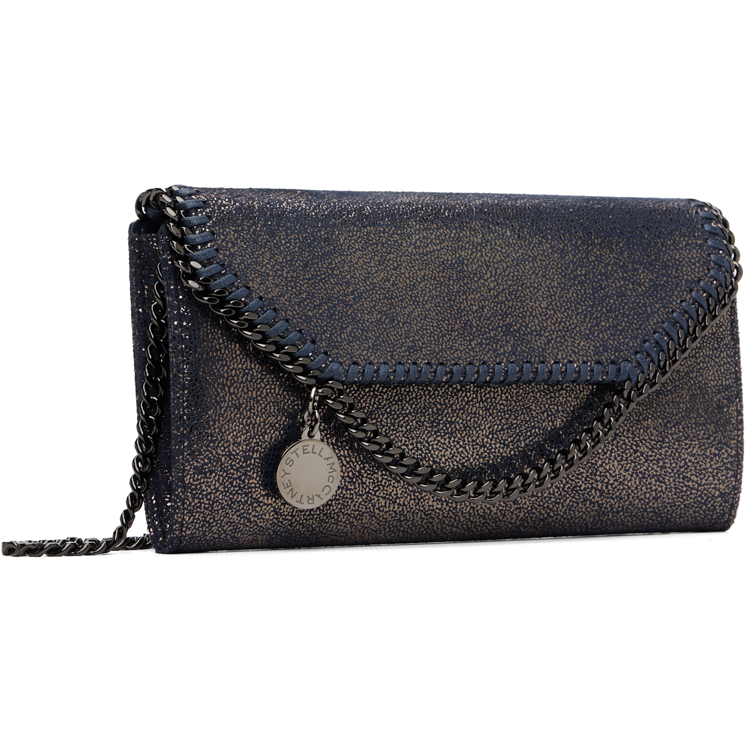  Stella Mccartney Navy Falabella Continental Wallet On Chain Bag 