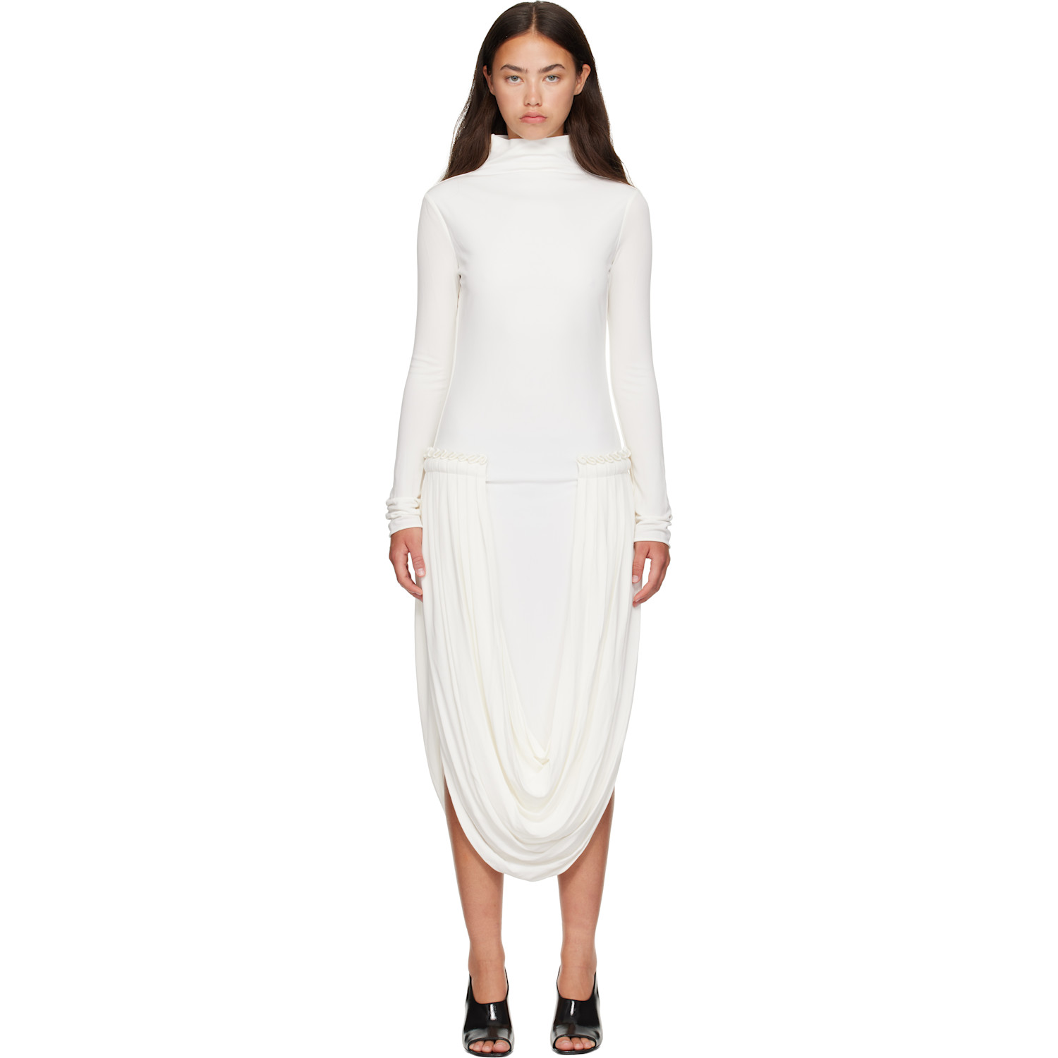 Stella McCartney White Draping Midi Dress