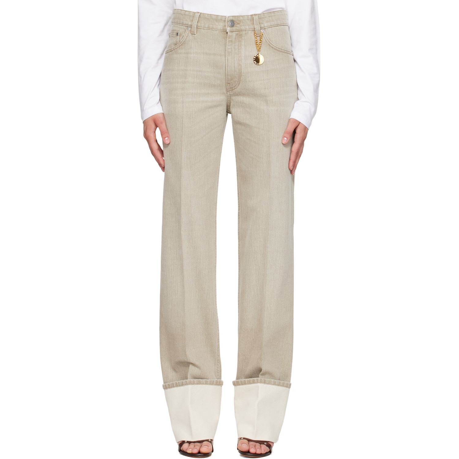 Stella McCartney Beige Straight Turn-Up Jeans