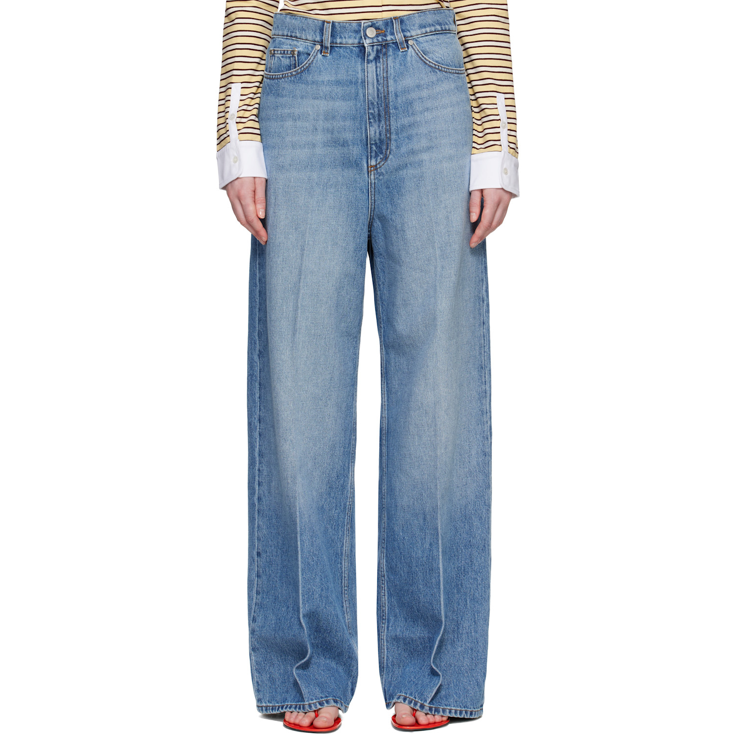 Stella McCartney Blue Faded Wide-Leg High-Rise Jeans