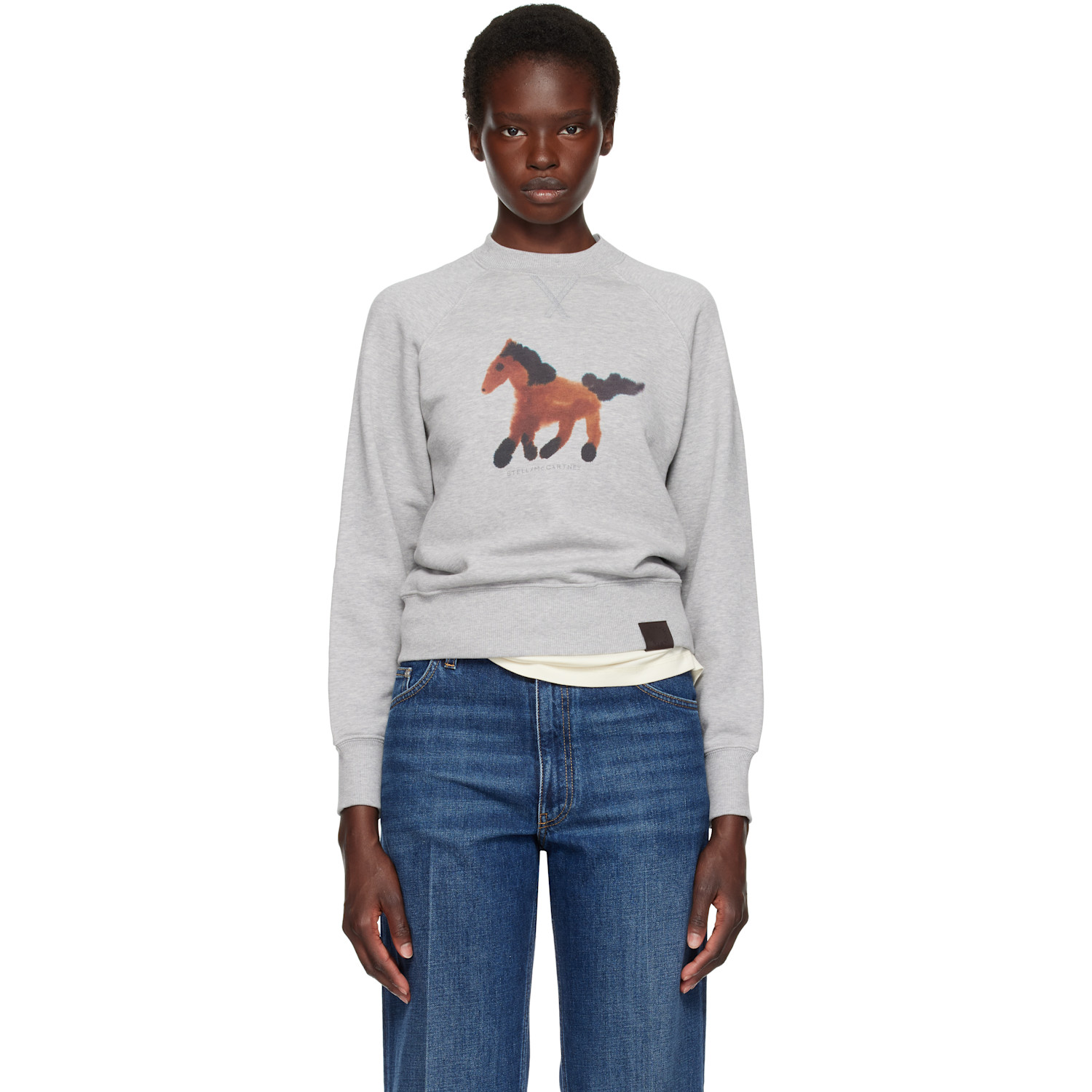 Stella McCartney Gray Watercolour Horse Sweatshirt