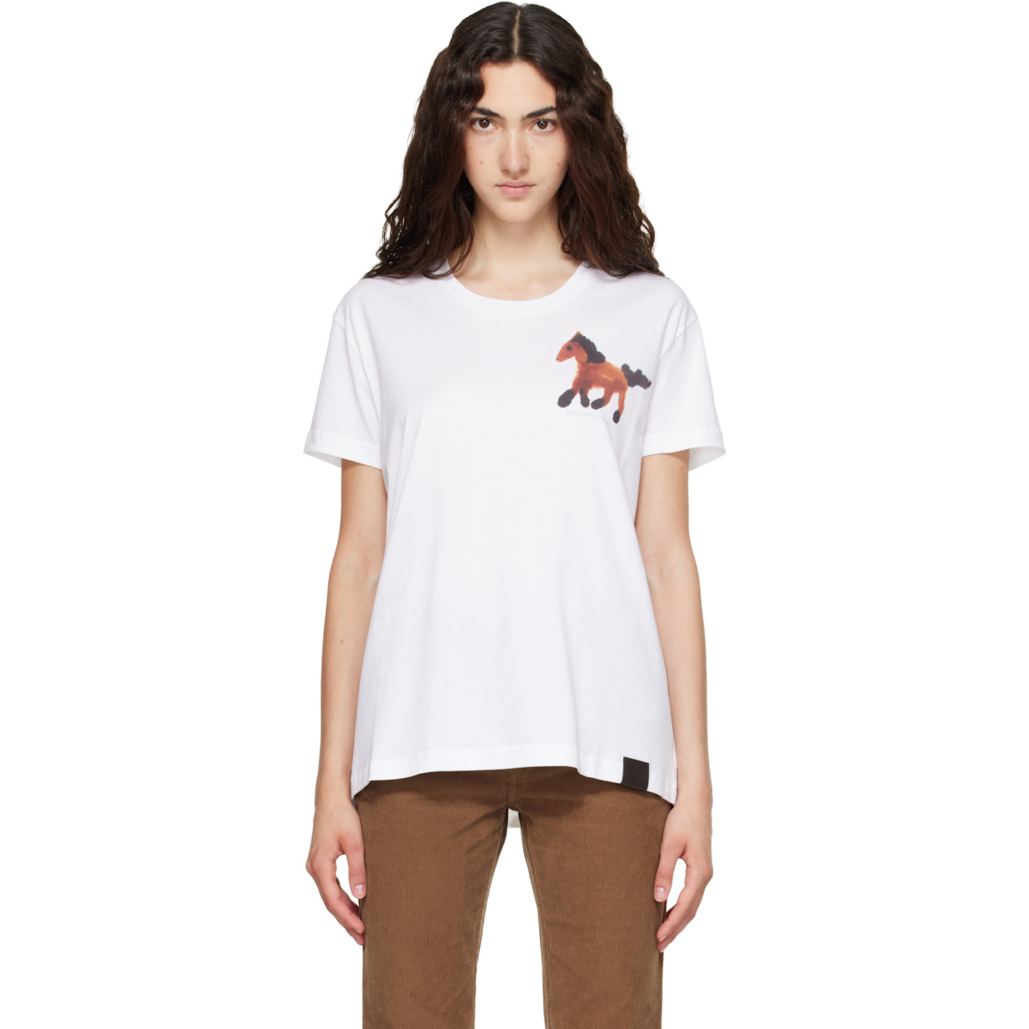 Stella McCartney White Watercolour Horse Cotton T-shirt