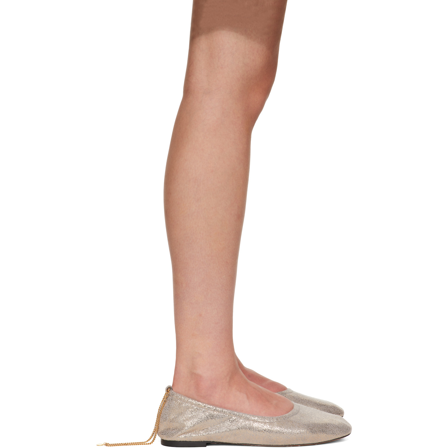 Stella McCartney Gold Shiny Dotted Chamois Chain Flats
