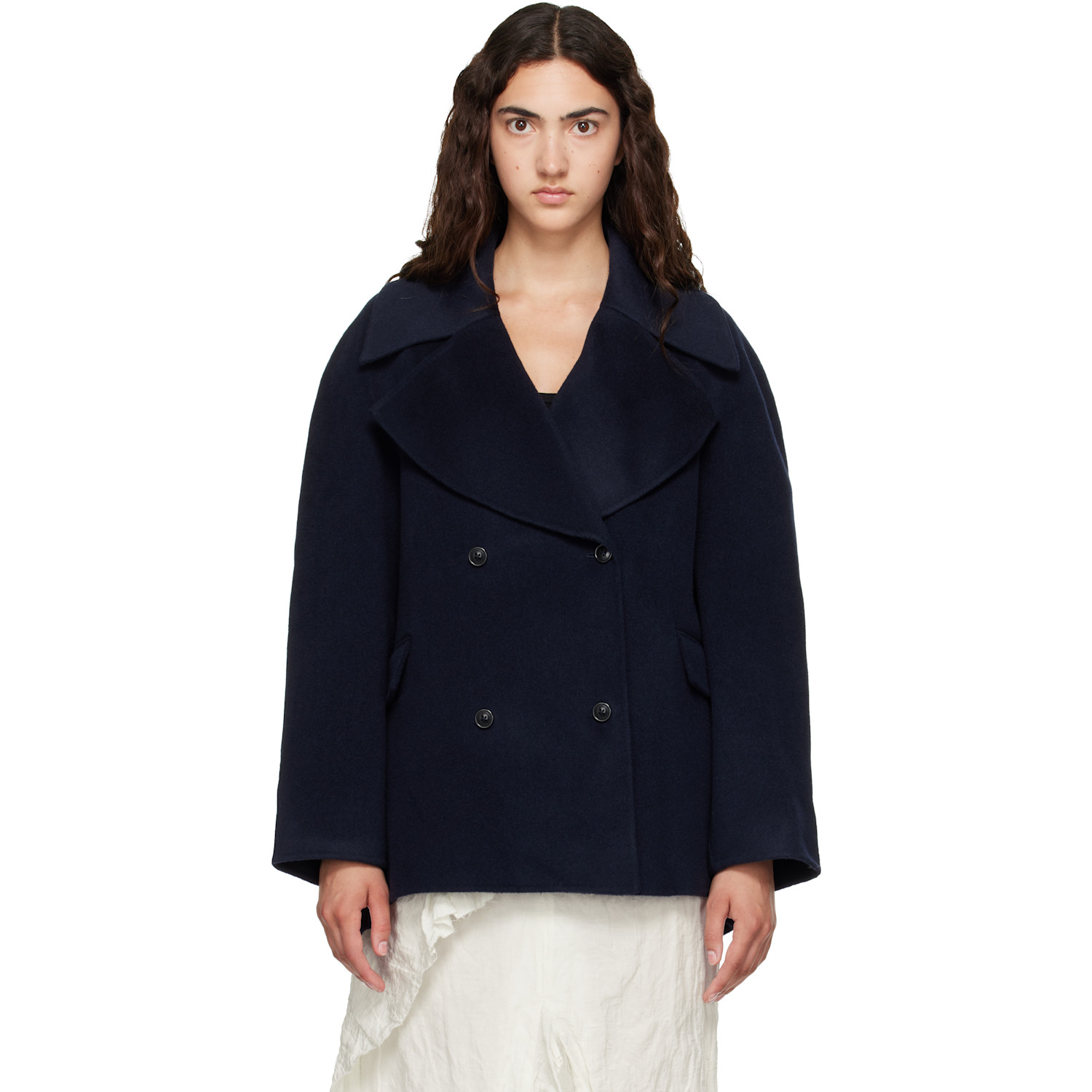 Loulou De Saison Navy Neil Double Breasted Jacket