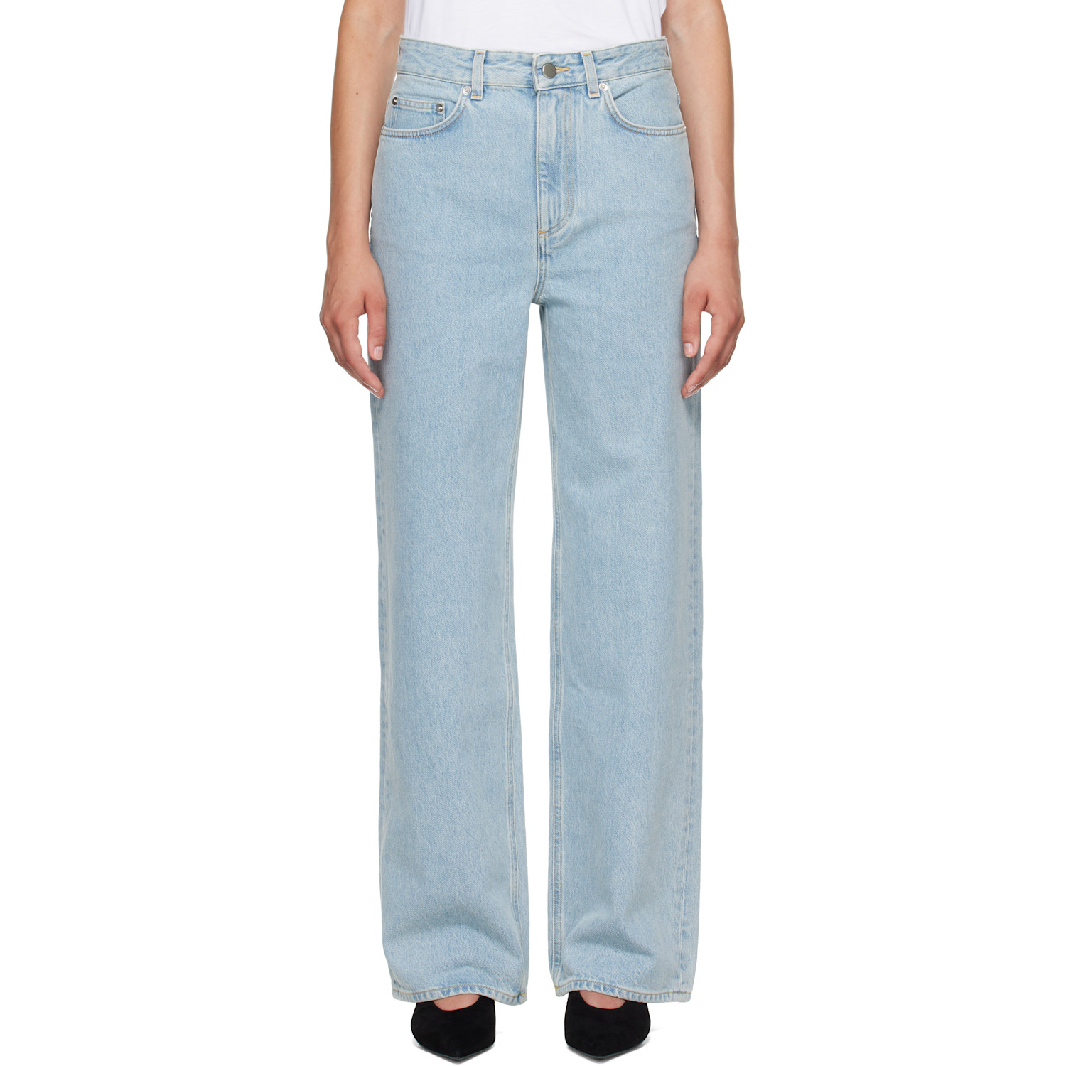 Loulou De Saison Blue Mico Wide Leg Jeans In New Washed Blue
