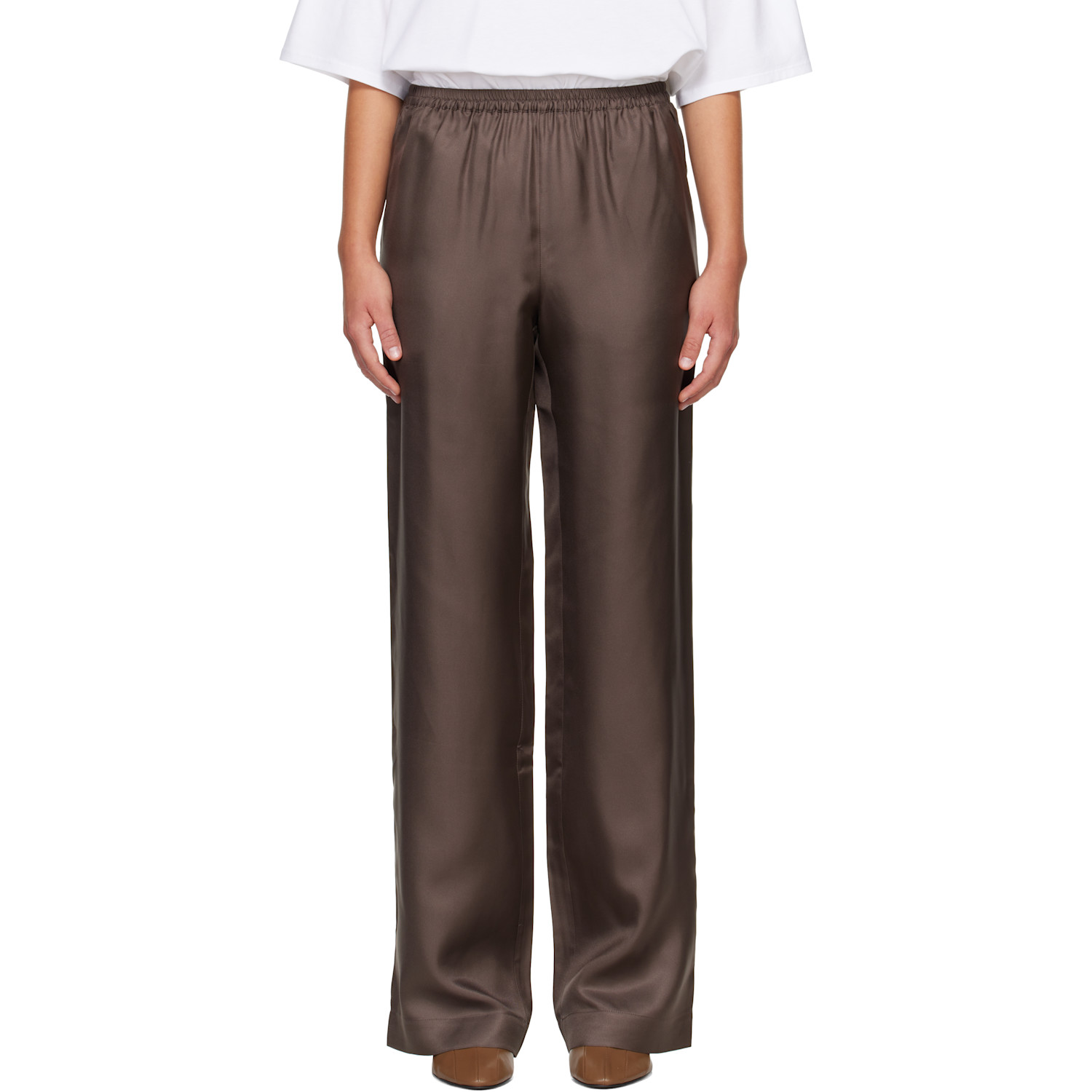 Loulou de Saison Brown ALERA LDS Silk Twill Trousers