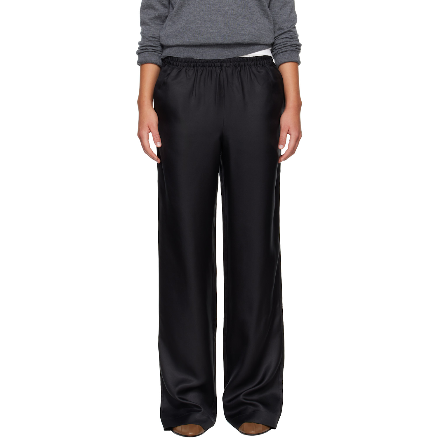 Loulou de Saison Black ALERA LDS Silk Twill Trousers