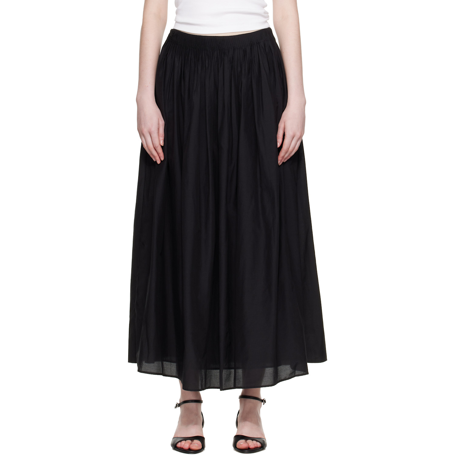 Loulou de Saison Black Naya Gathered Maxi Skirt