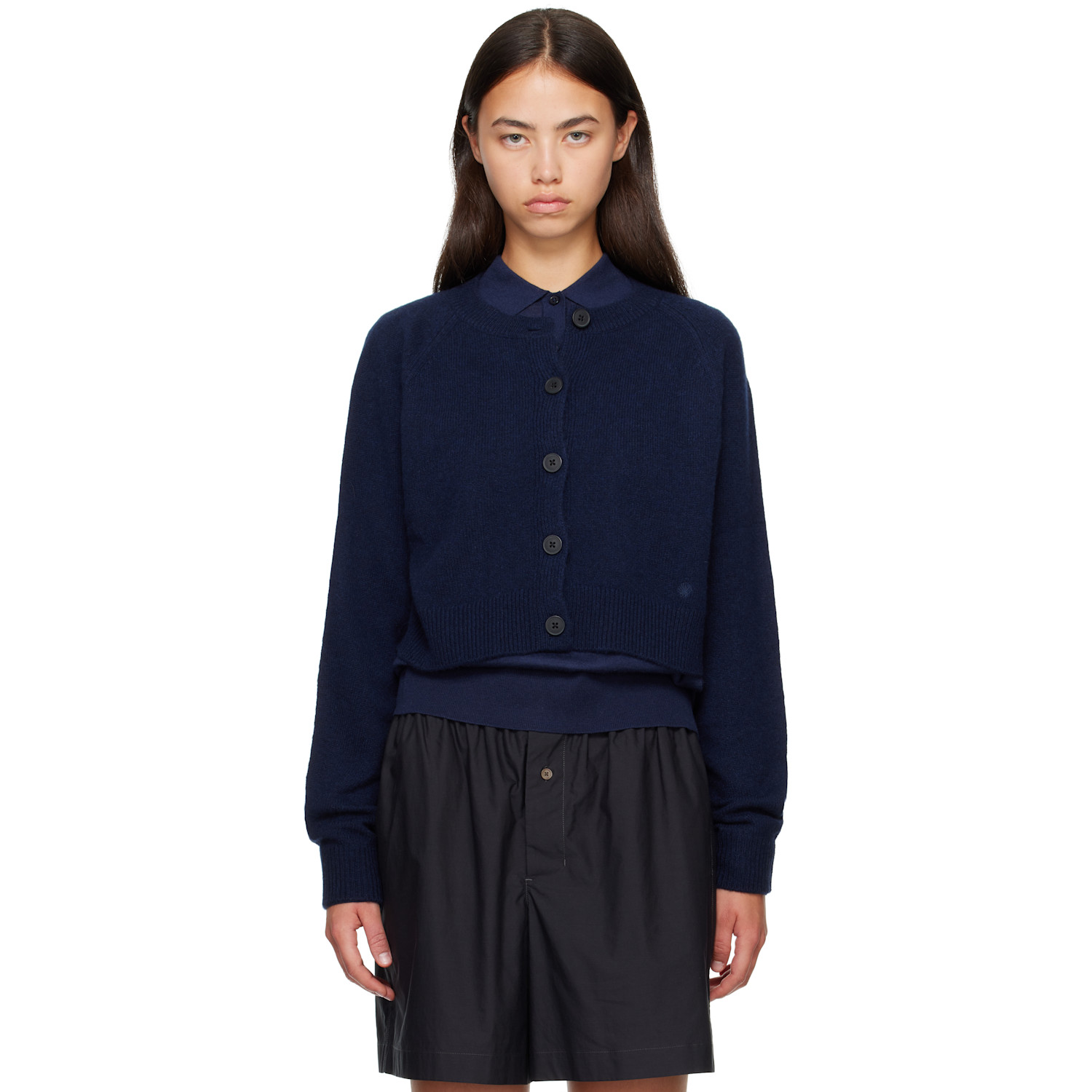 Loulou de Saison Navy HEIKE Cropped Cardigan