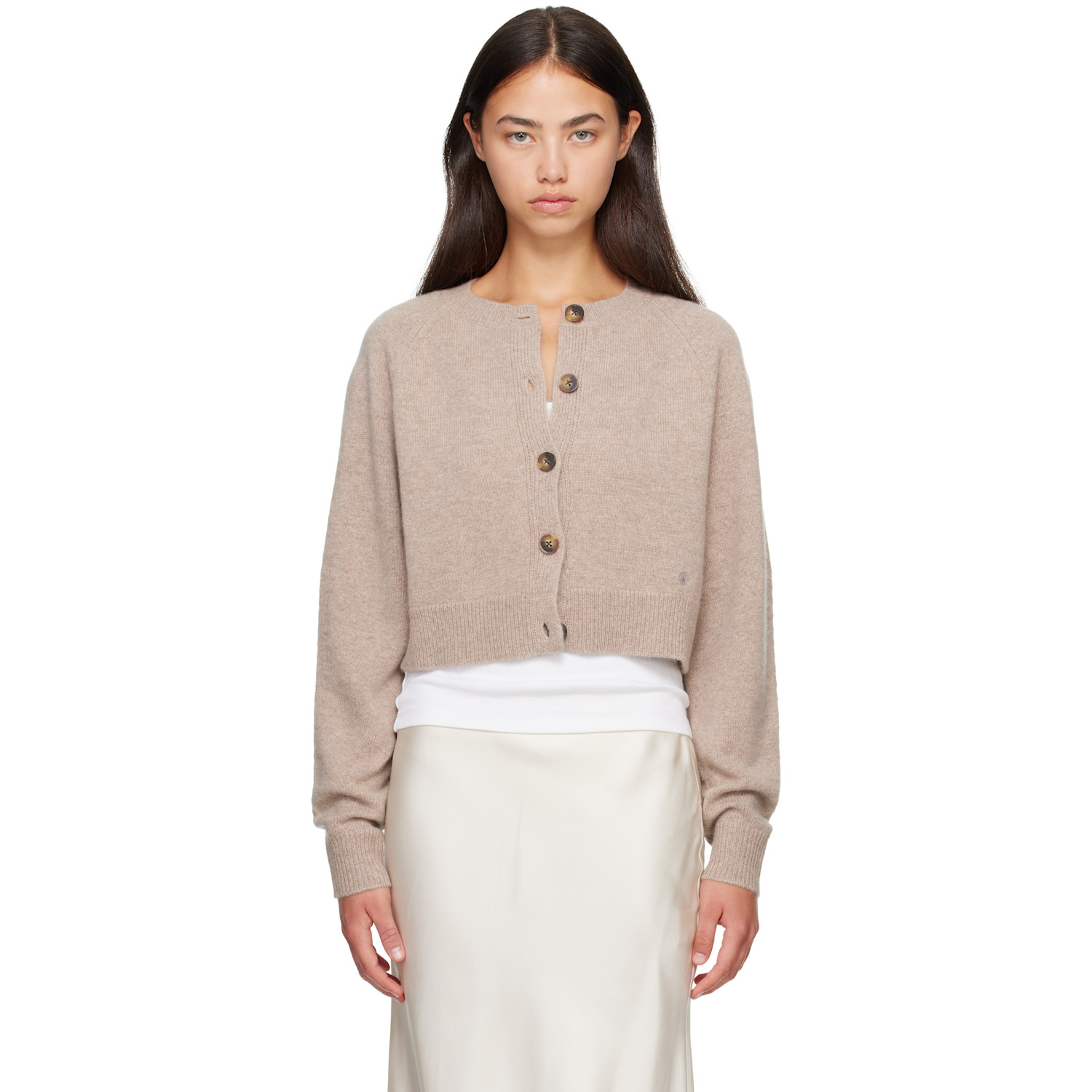 Loulou de Saison Beige HEIKE Cashmere Cardigan