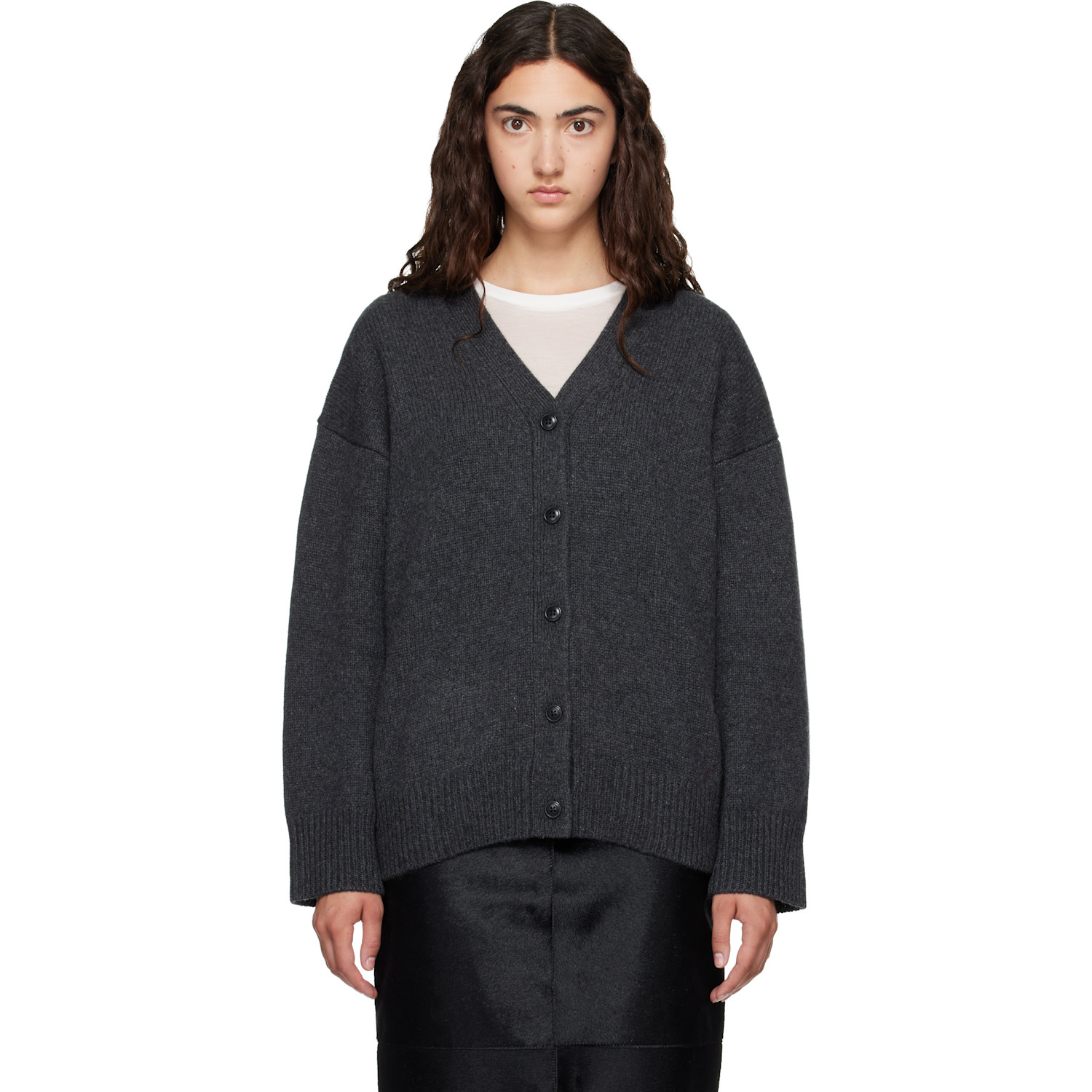 Loulou De Saison Gray Duca Oversized Cardigan In Charcoal