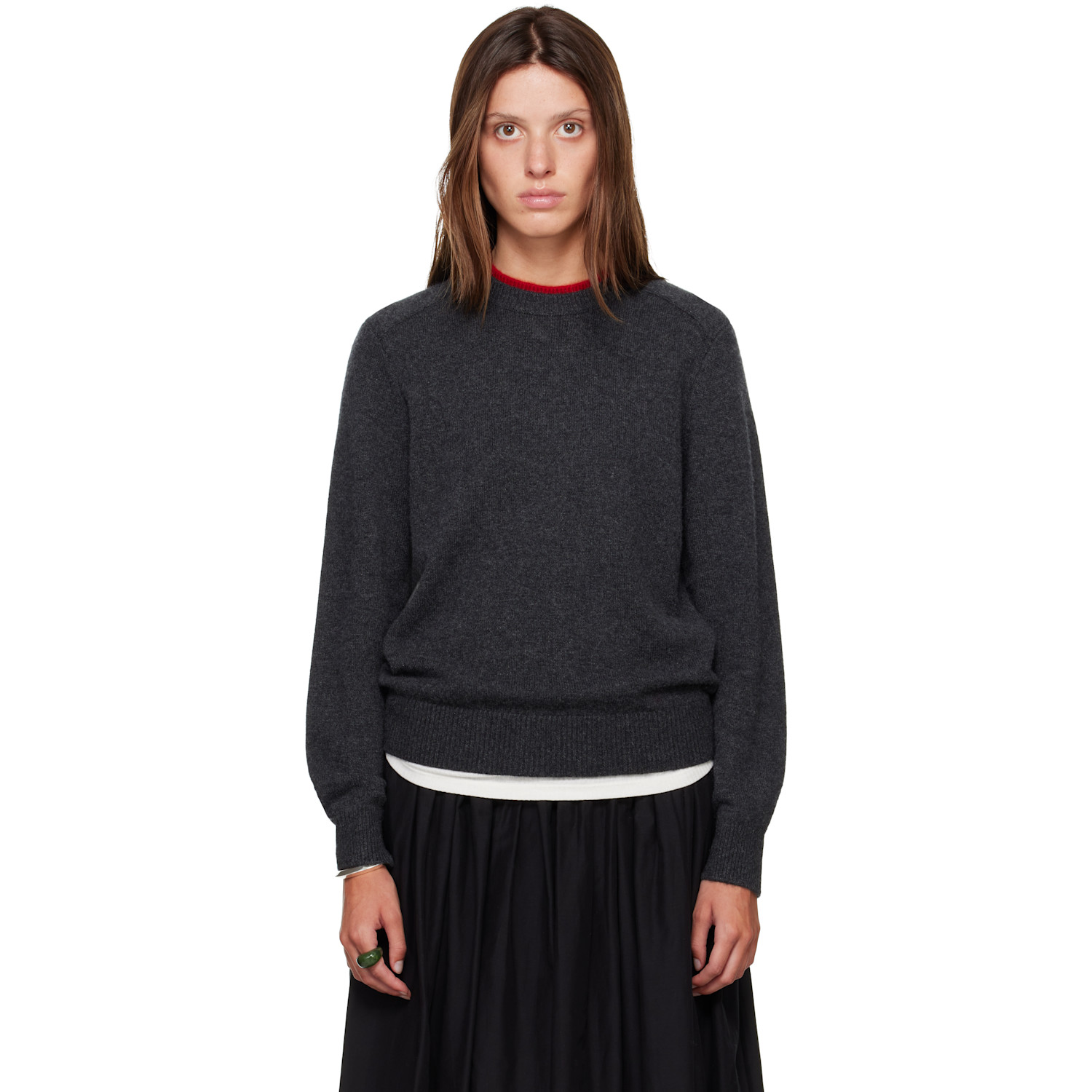 Loulou de Saison Gray OTIS Bicolor Cashmere Sweater