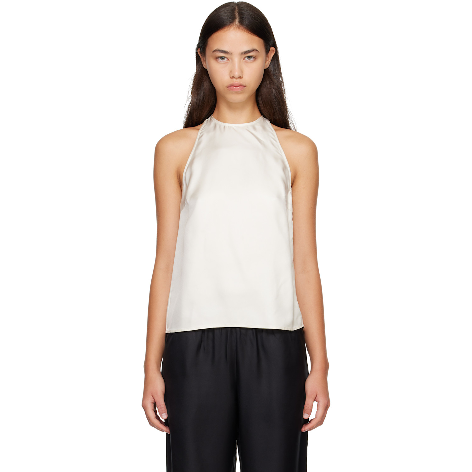 Loulou de Saison Off-White CAMI Silk Twill Cape Top