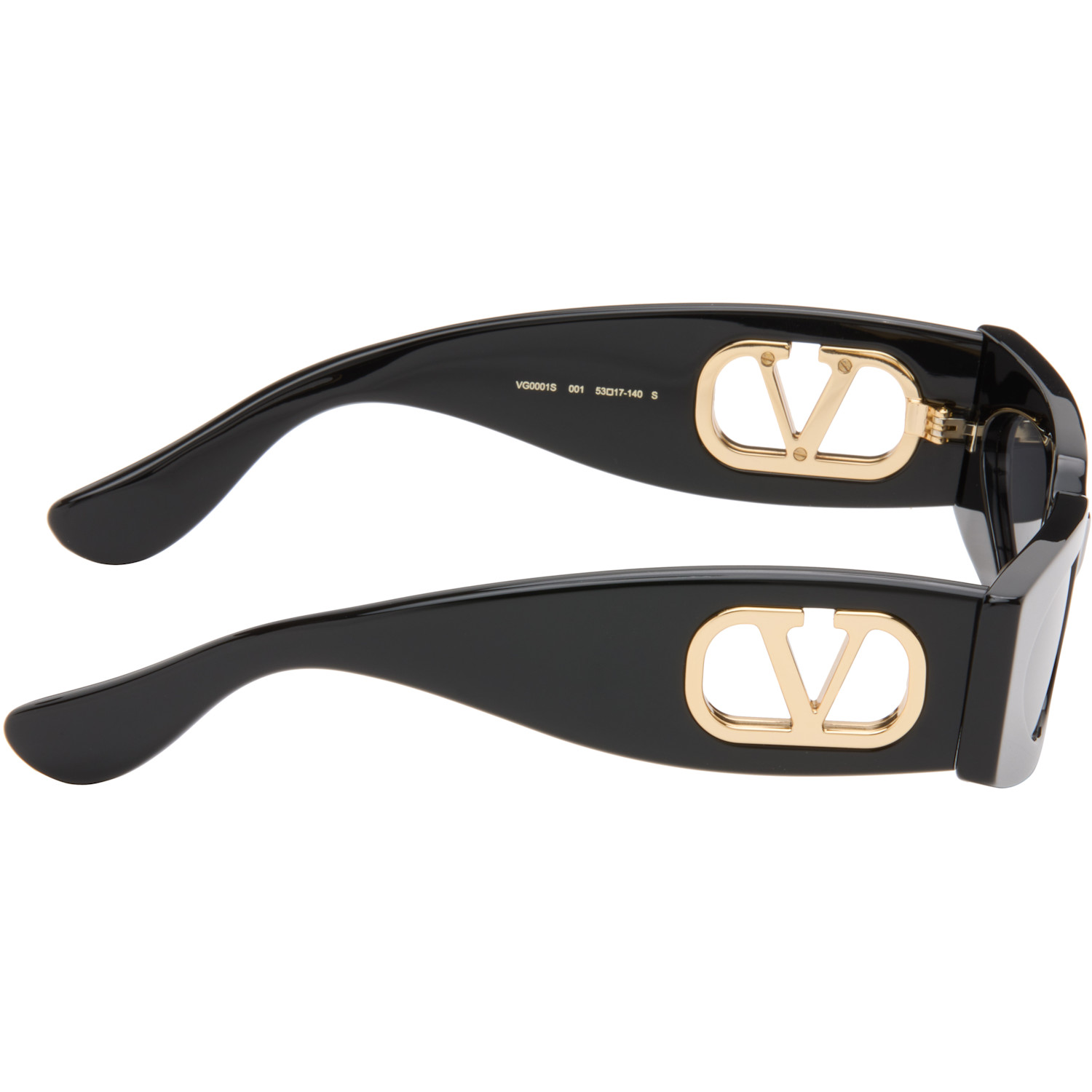  Valentino Black Rectangular Acetate Sunglasses 