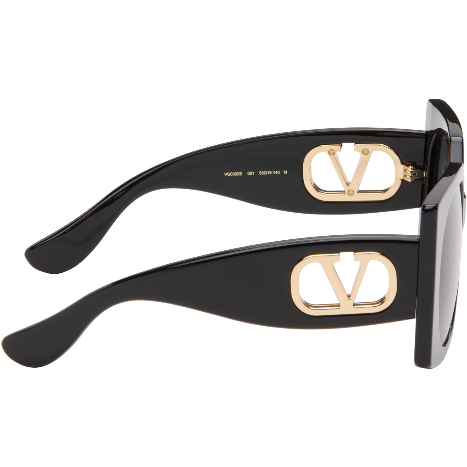  Valentino Black Rectangular Acetate Sunglasses 