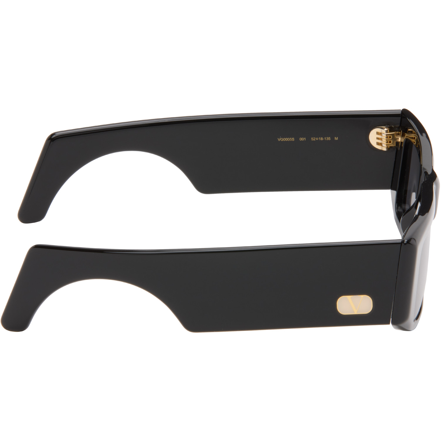  Valentino Black Rectangular Acetate Sunglasses 