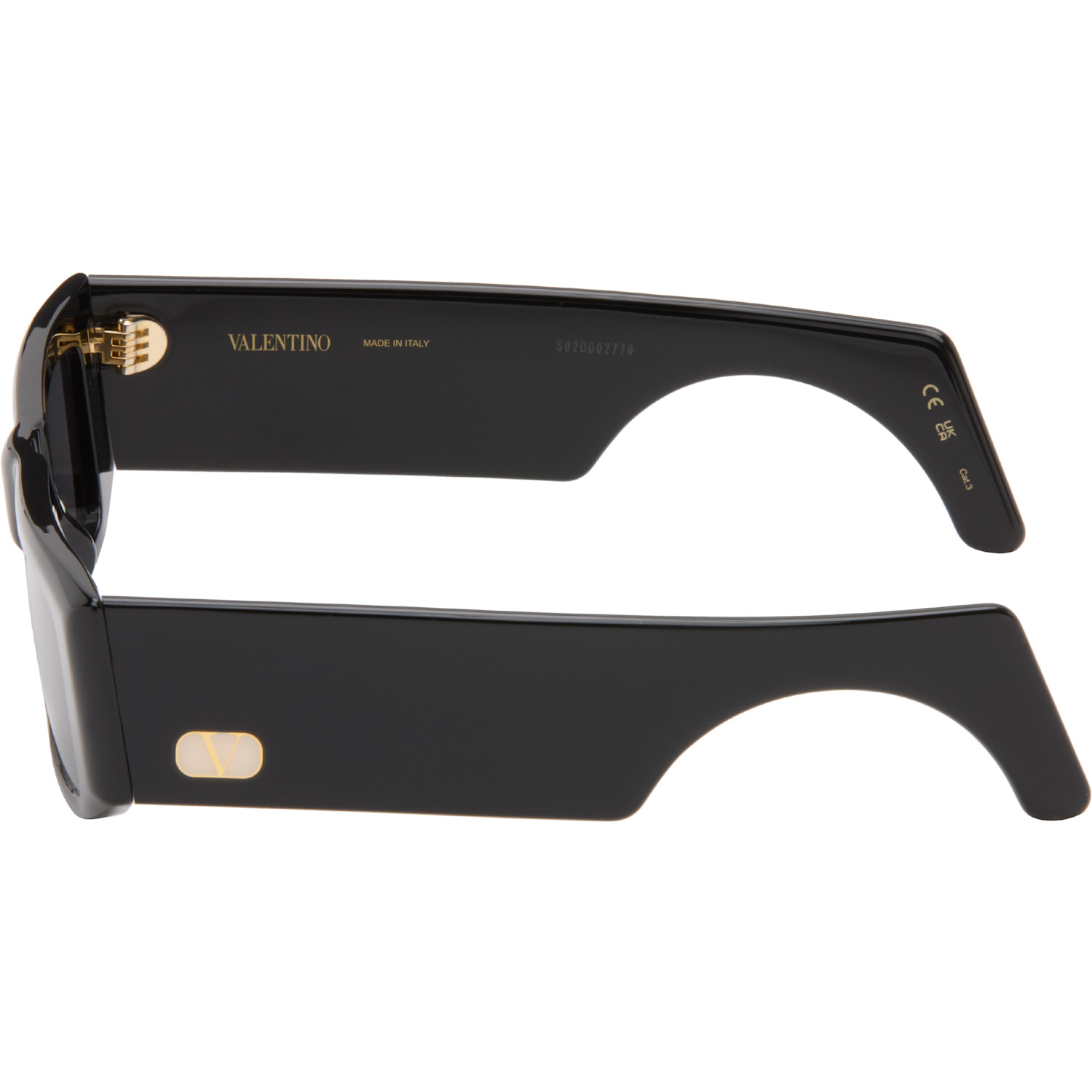  Valentino Black Rectangular Acetate Sunglasses 