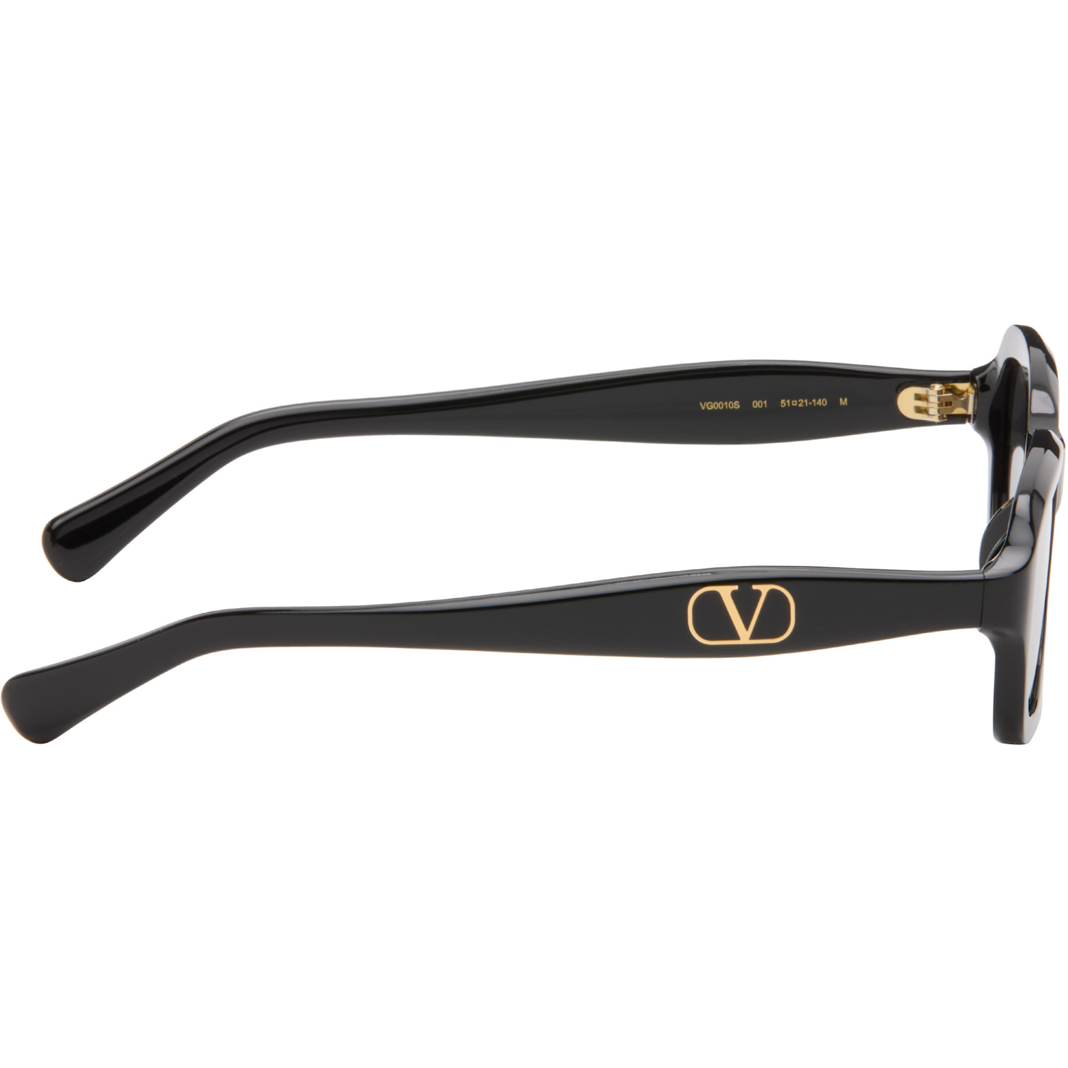  Valentino Black Rectangular Acetate Sunglasses 