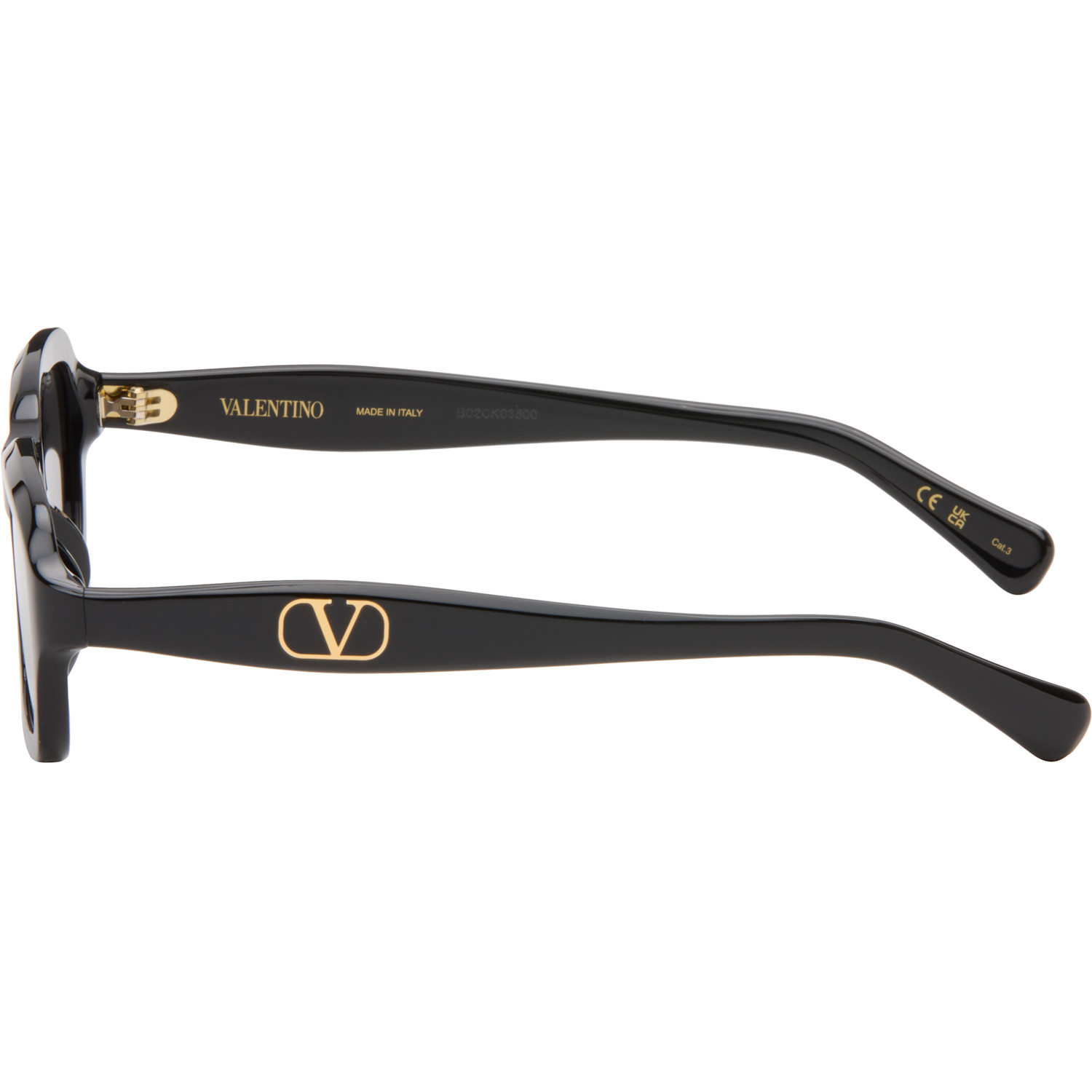  Valentino Black Rectangular Acetate Sunglasses 