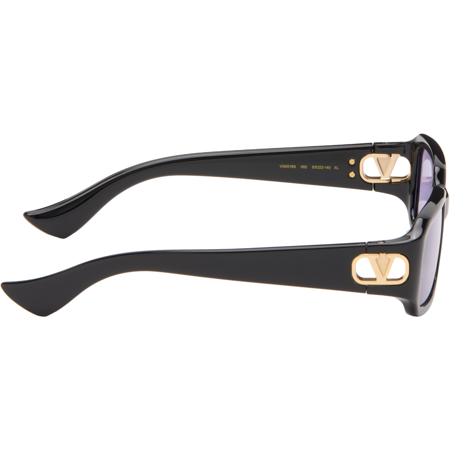 Valentino Black Rectangular Acetate Sunglasses 