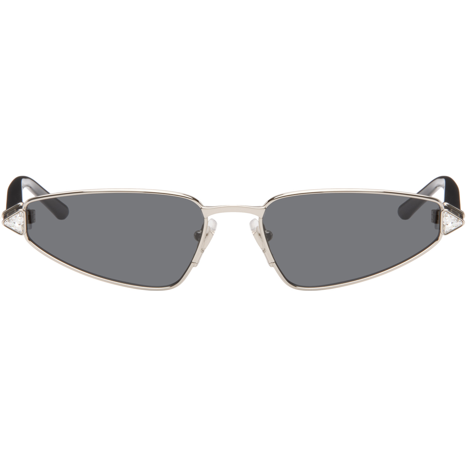 Valentino Silver & Black Metal Cat-Eye Sunglasses