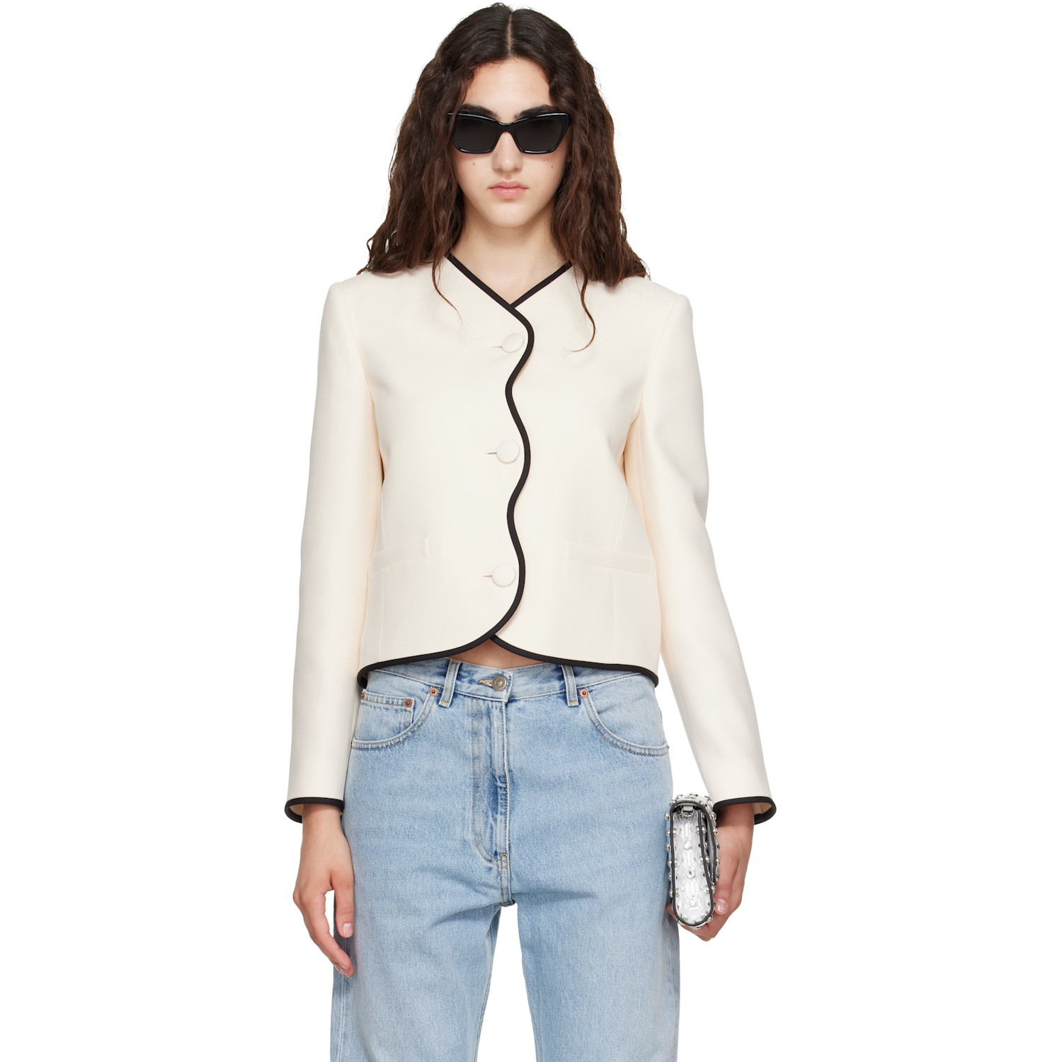 Valentino Off-White Wool & Silk Crepe Blazer