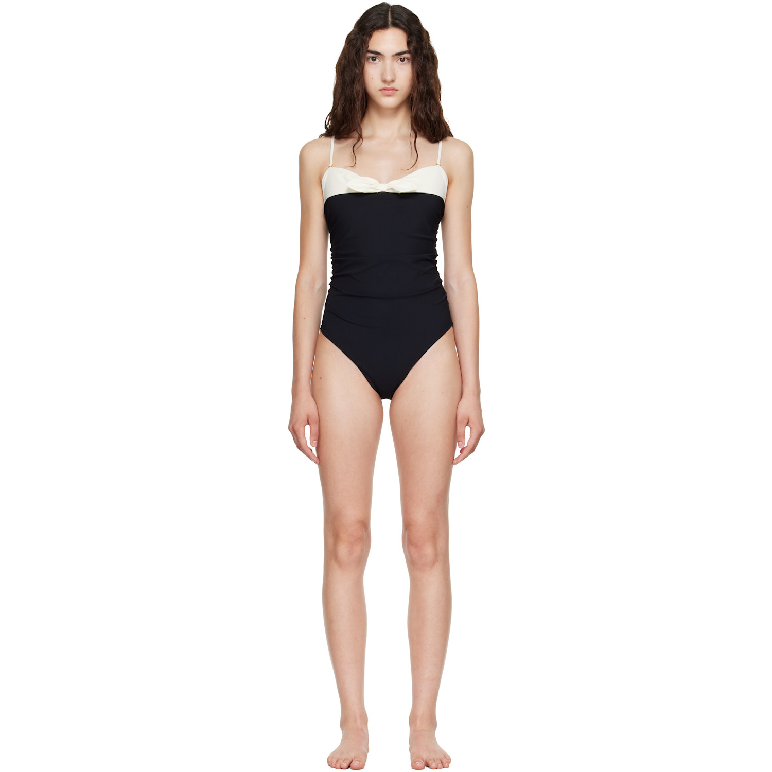 Valentino Black & White Bow Swimsuit
