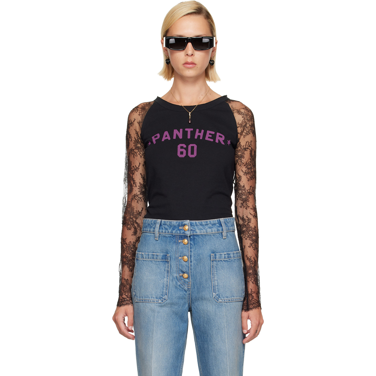 Valentino Black Lace 'Panther 60' T-shirt