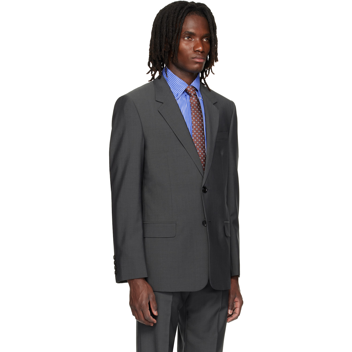  Valentino Gray Wool Mohair Blazer 