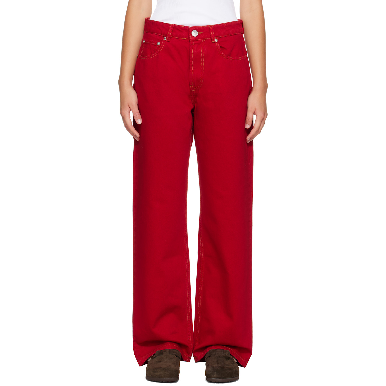 AMI Paris Red Large Fit Jeans