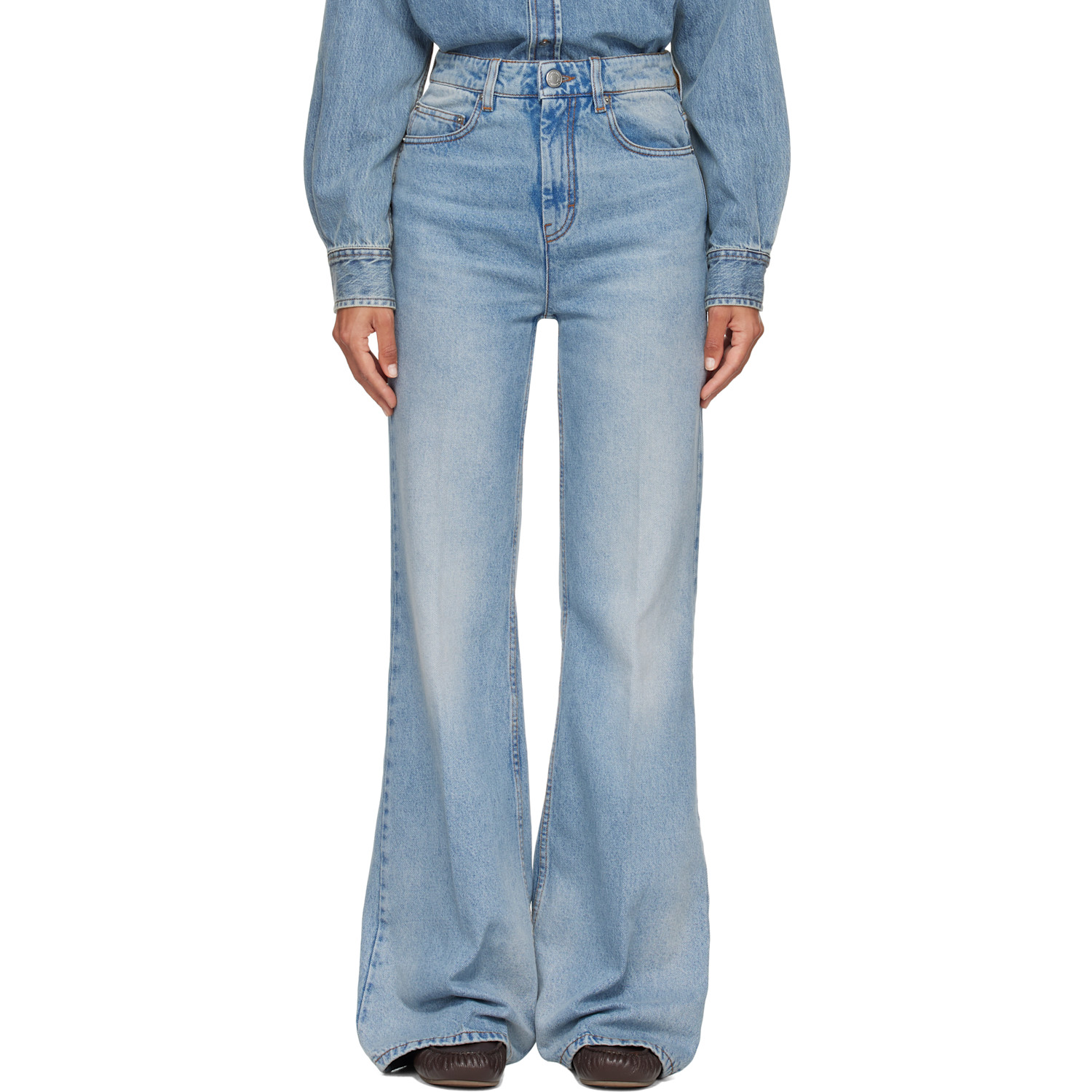 AMI Paris Blue Flare-Fit Cotton Jeans