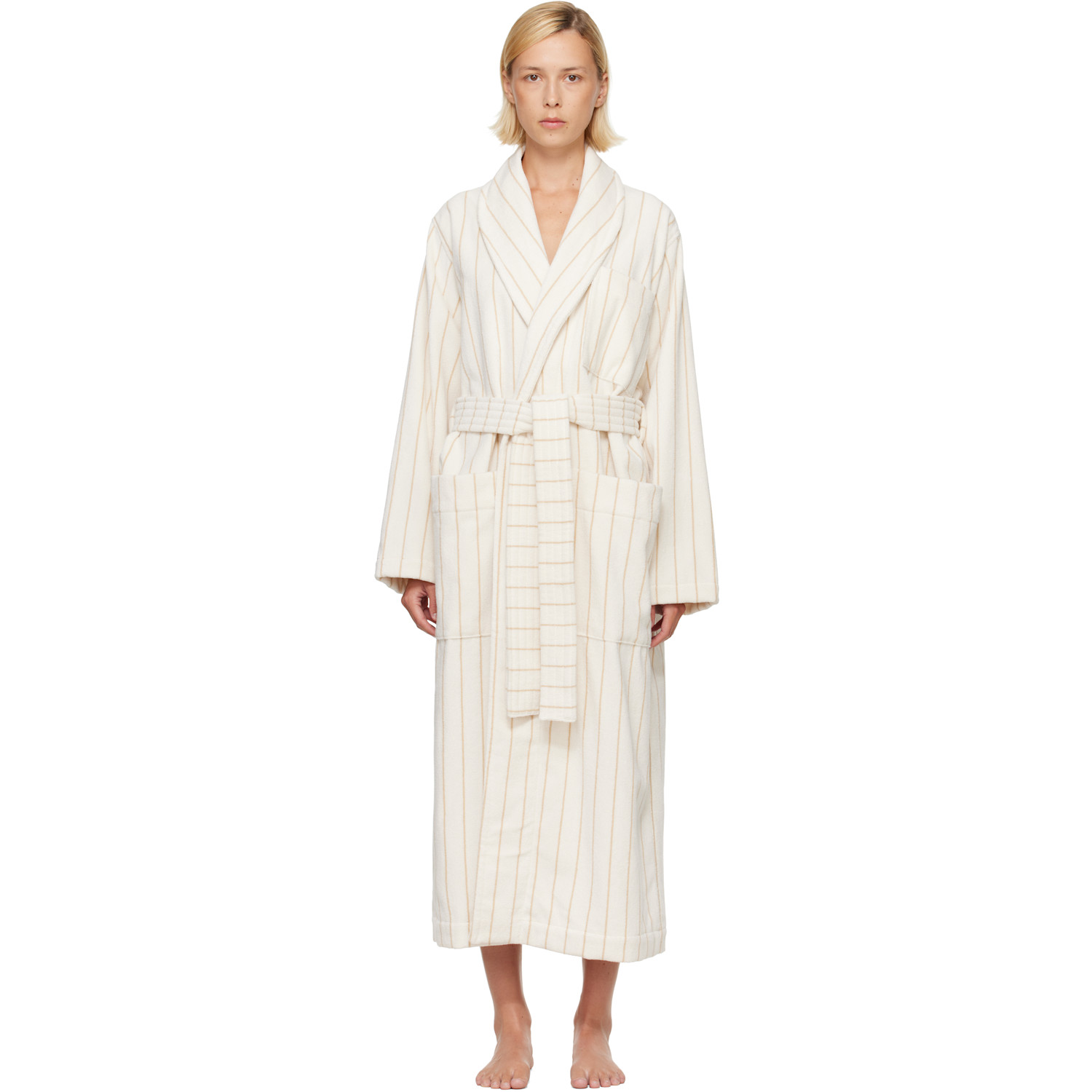 Tekla Off-White & Beige Terry Classic Bathrobe