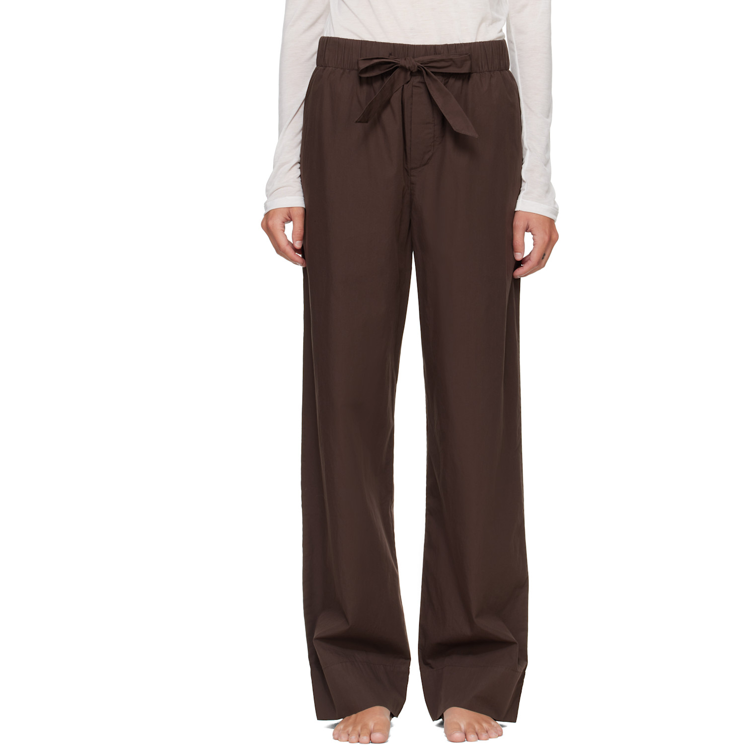 Tekla Brown Poplin Pyjama Pants In Coffee