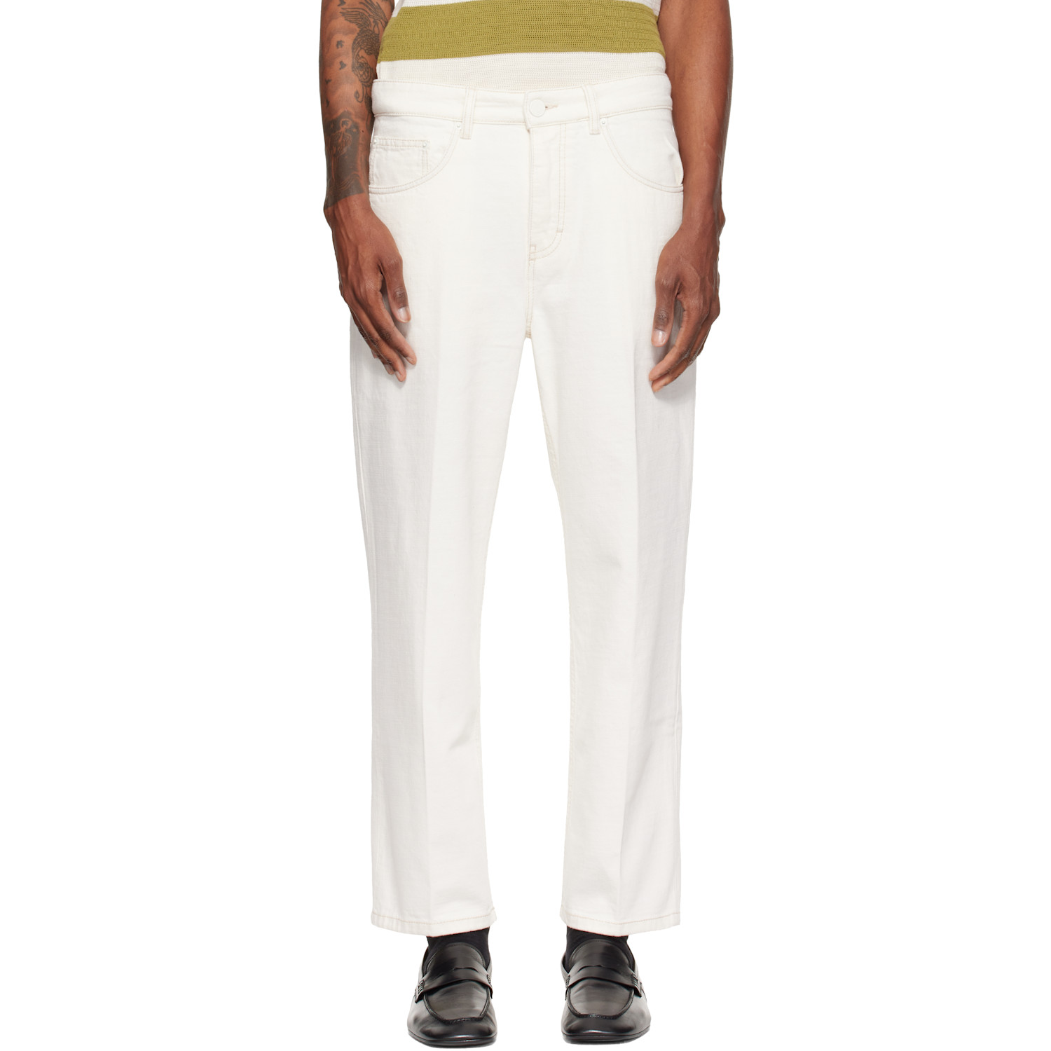 AMI Paris Off-White Parisian-Fit Cotton Jeans