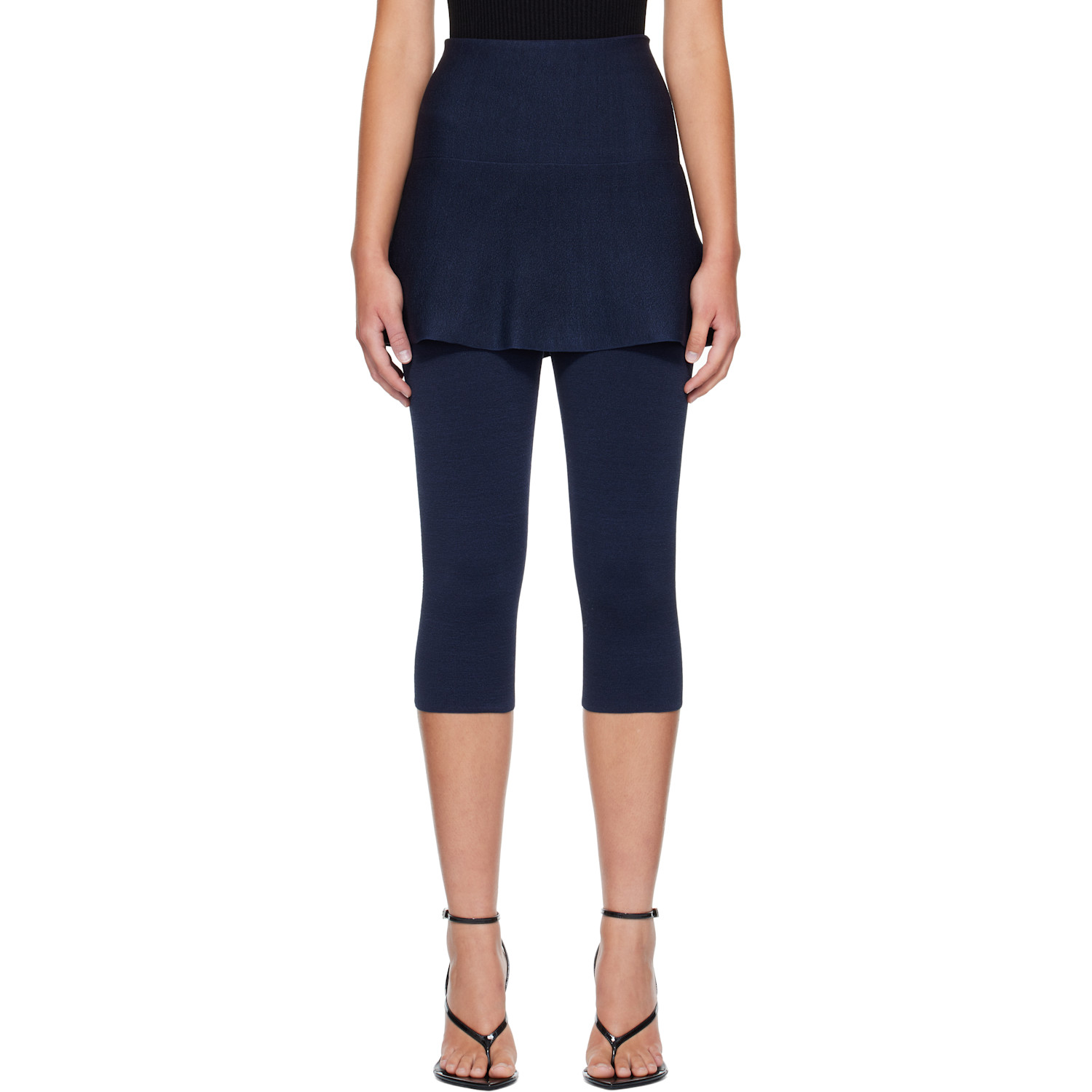 ALAÏA Navy Compact Knit Skirt Leggings