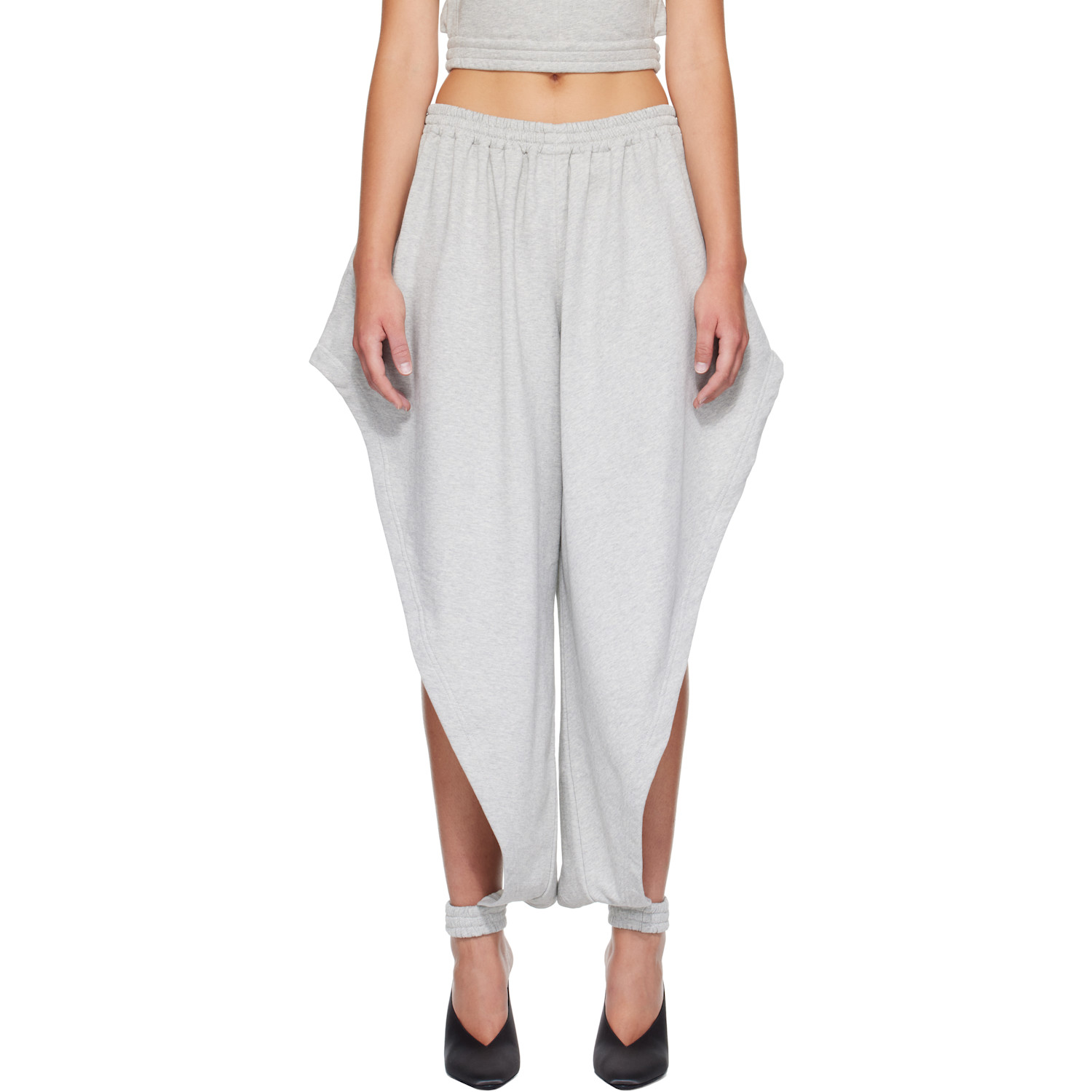 ALAÏA Gray Fleece Jersey Pointed Trousers