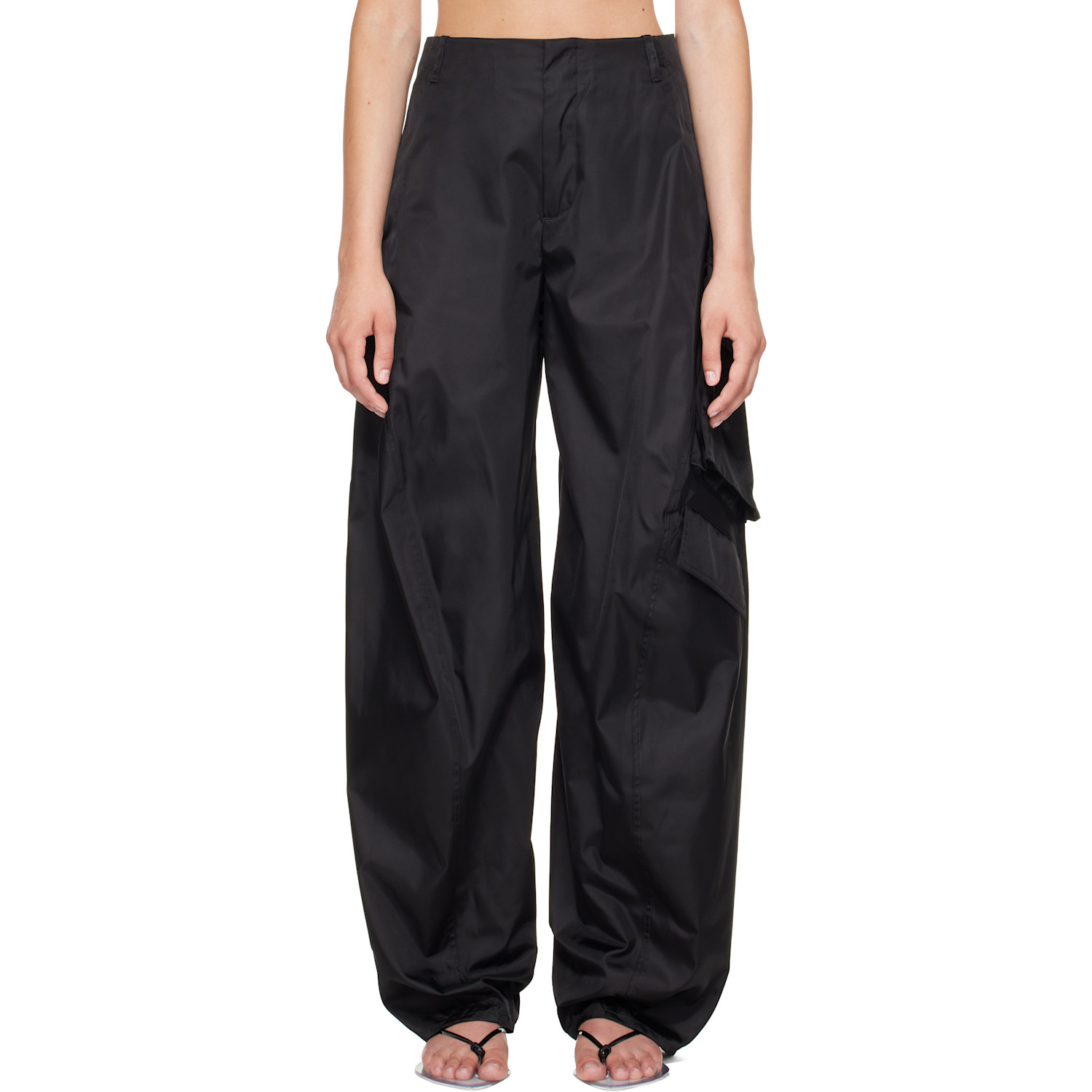 ALAÏA Black Taffeta Cargo Pants