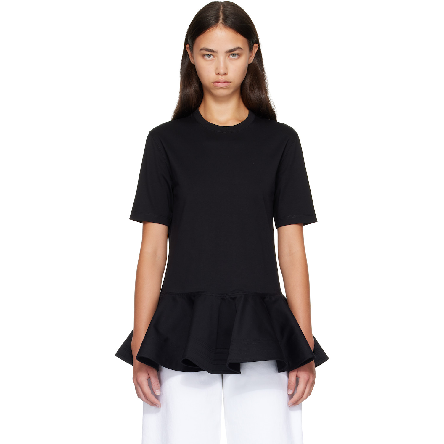 ALAÏA Black Cotton Jersey Crinoline T-shirt