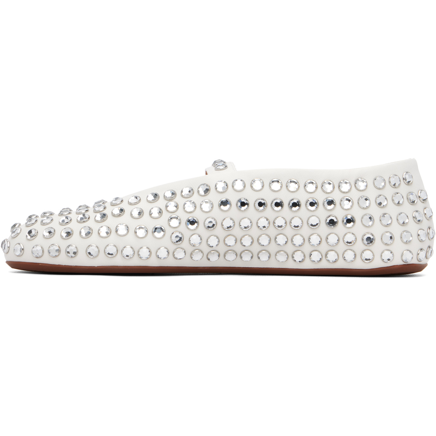  Alaïa White Strass Lambskin Ballerina Flats 