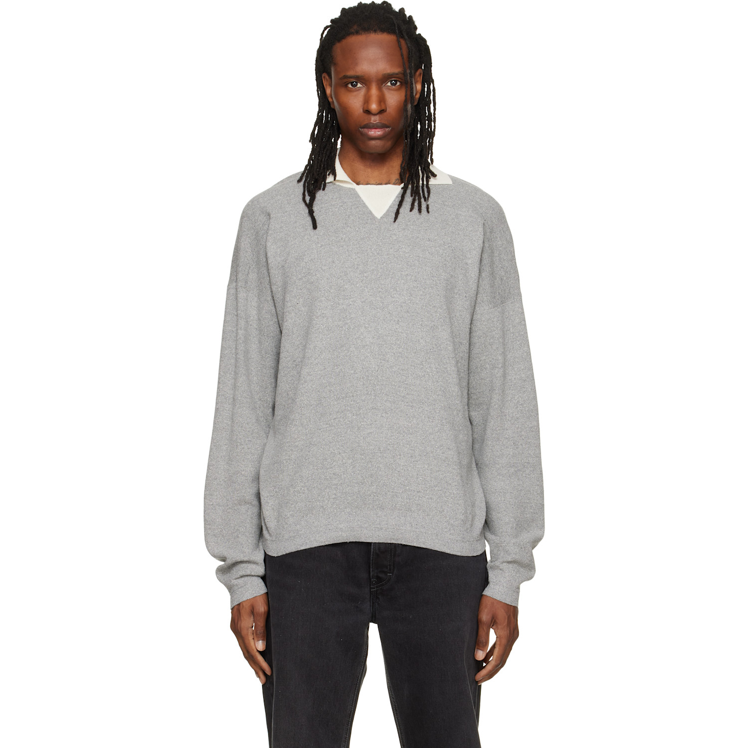Calvin Klein Collection Gray Desmond Polo In Mist Melange