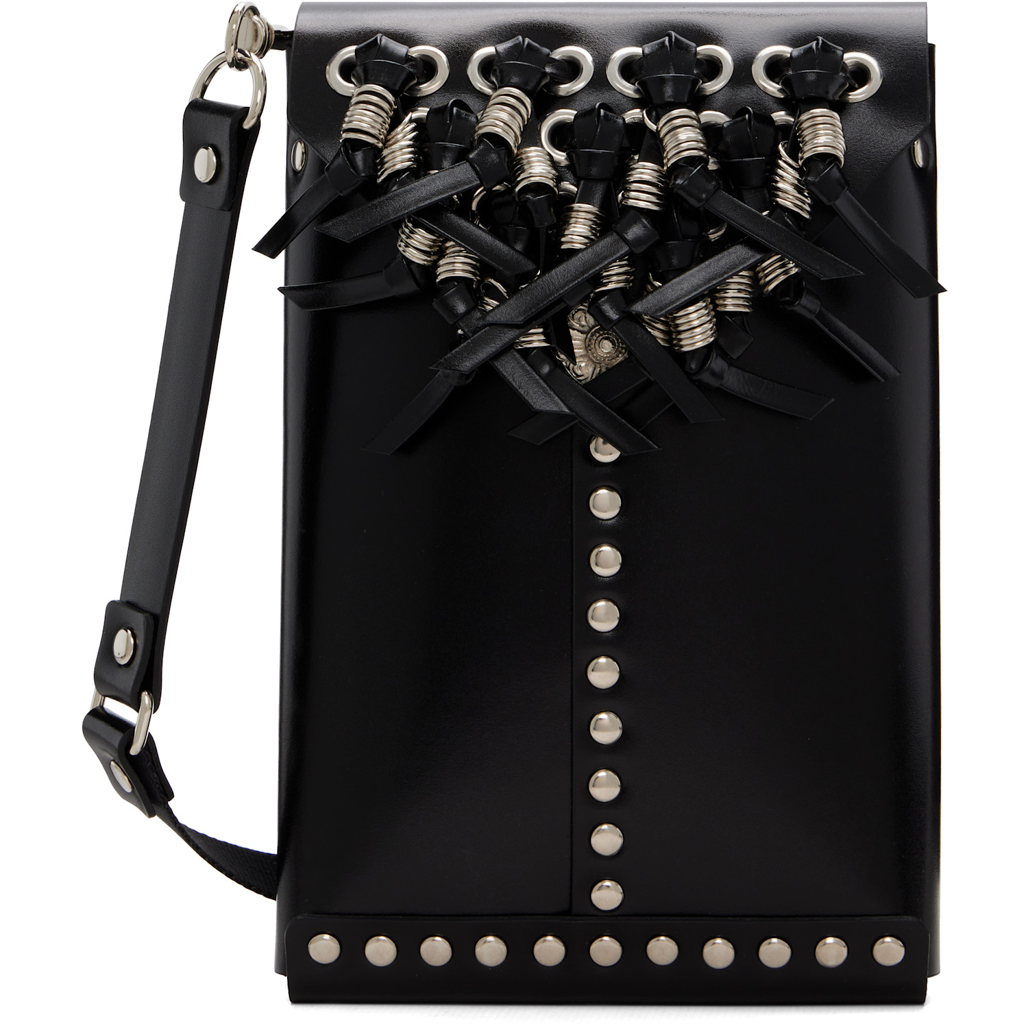Toga Pulla Black Leather Shoulder Bag