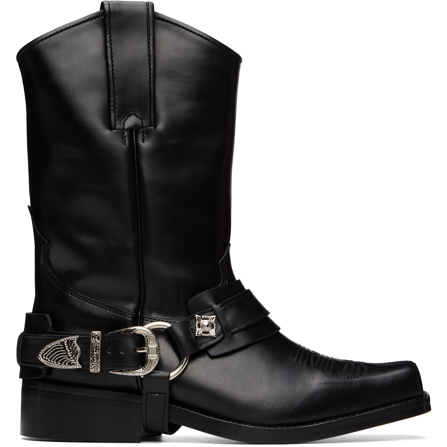 Toga Pulla Black Hard Leather Boots