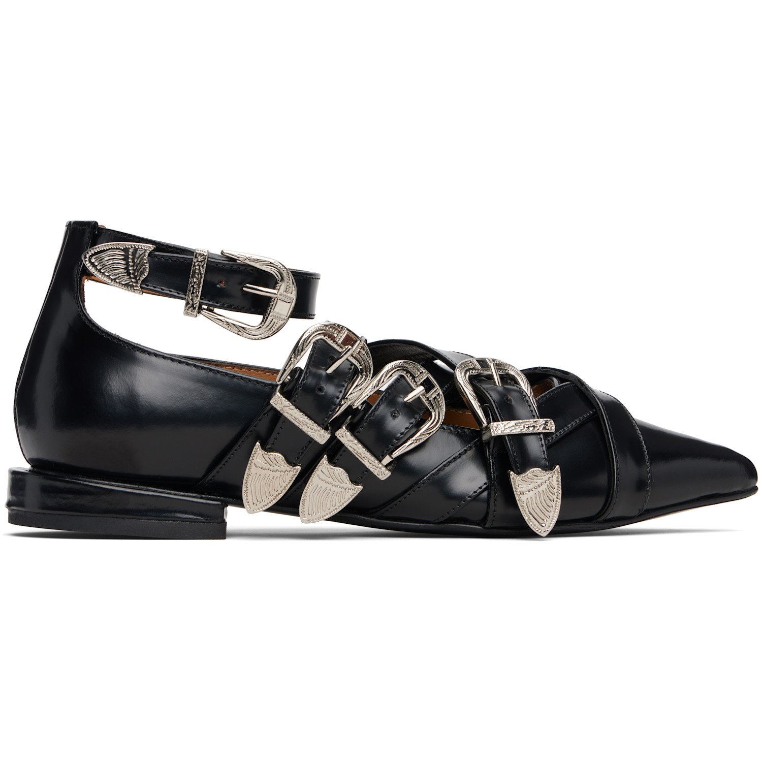 Toga Pulla Black Cross Strap Ballerina Flats