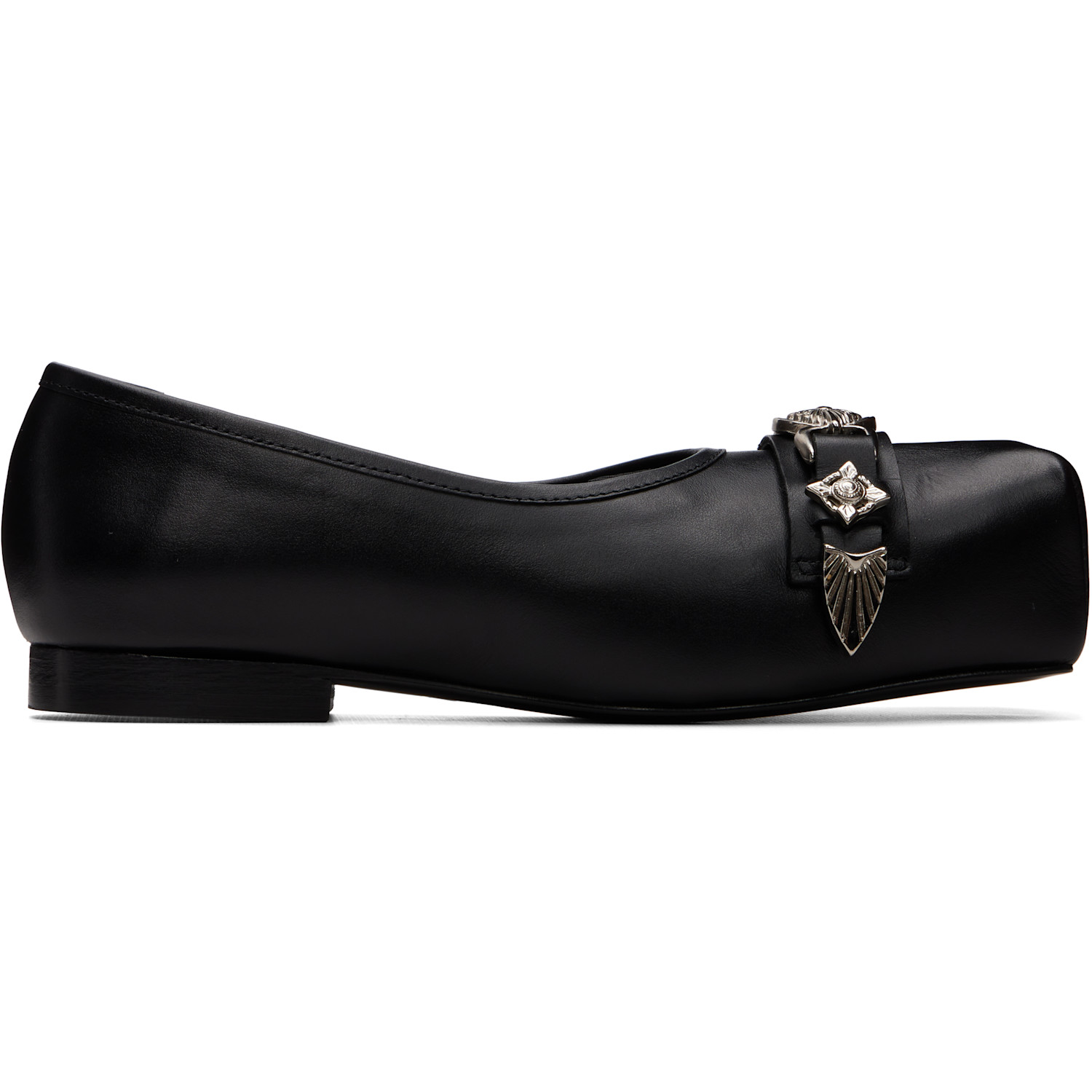 Toga Pulla Black Leather Ballerina Flats