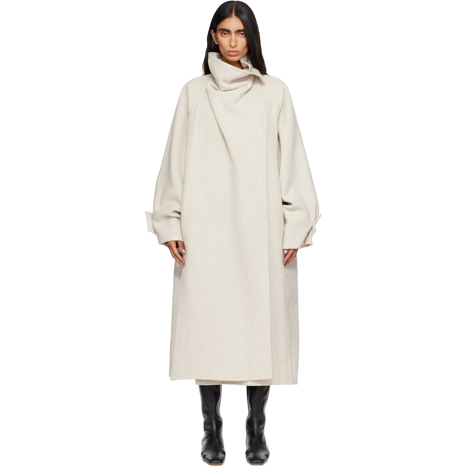 Le17septembre Beige Cowl Neck Handmade Long Coat