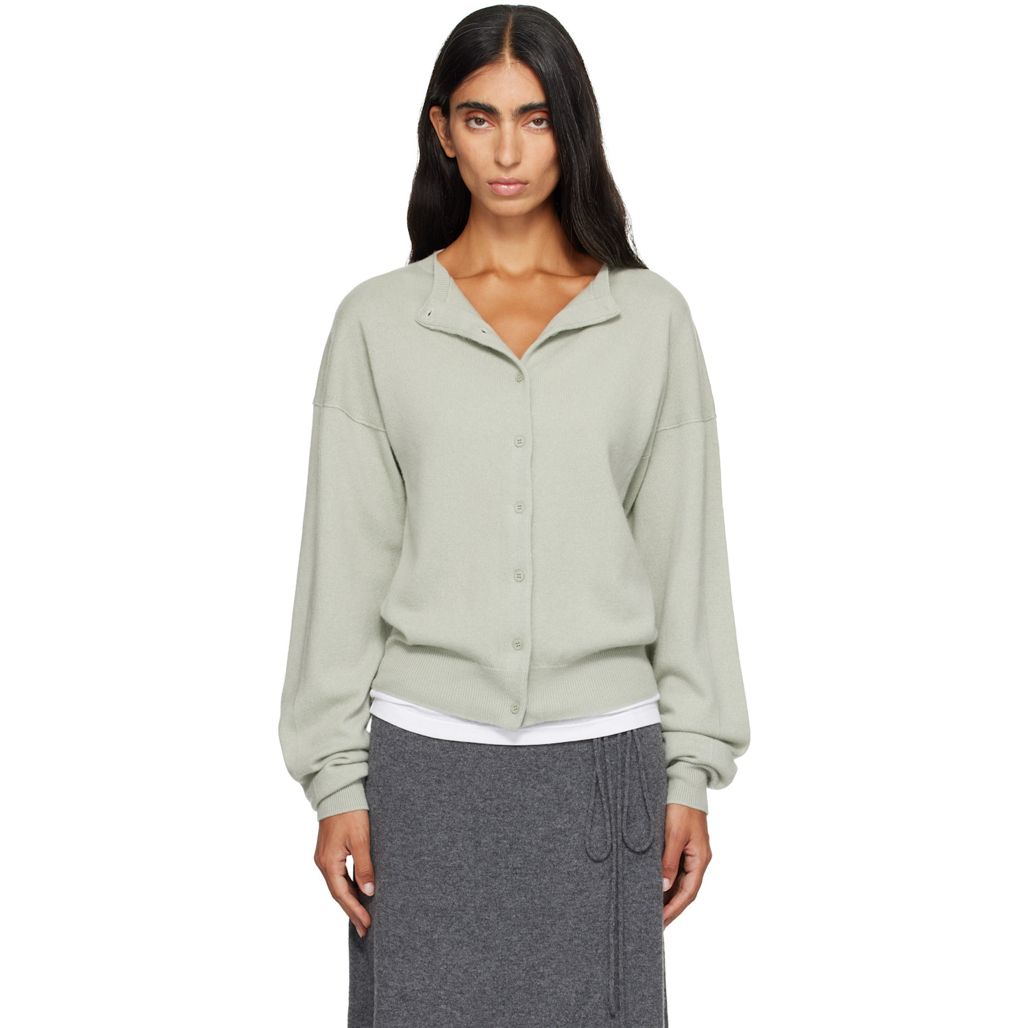 LE17SEPTEMBRE Green Moro Cashmere Bell-Sleeve Knit Cardigan