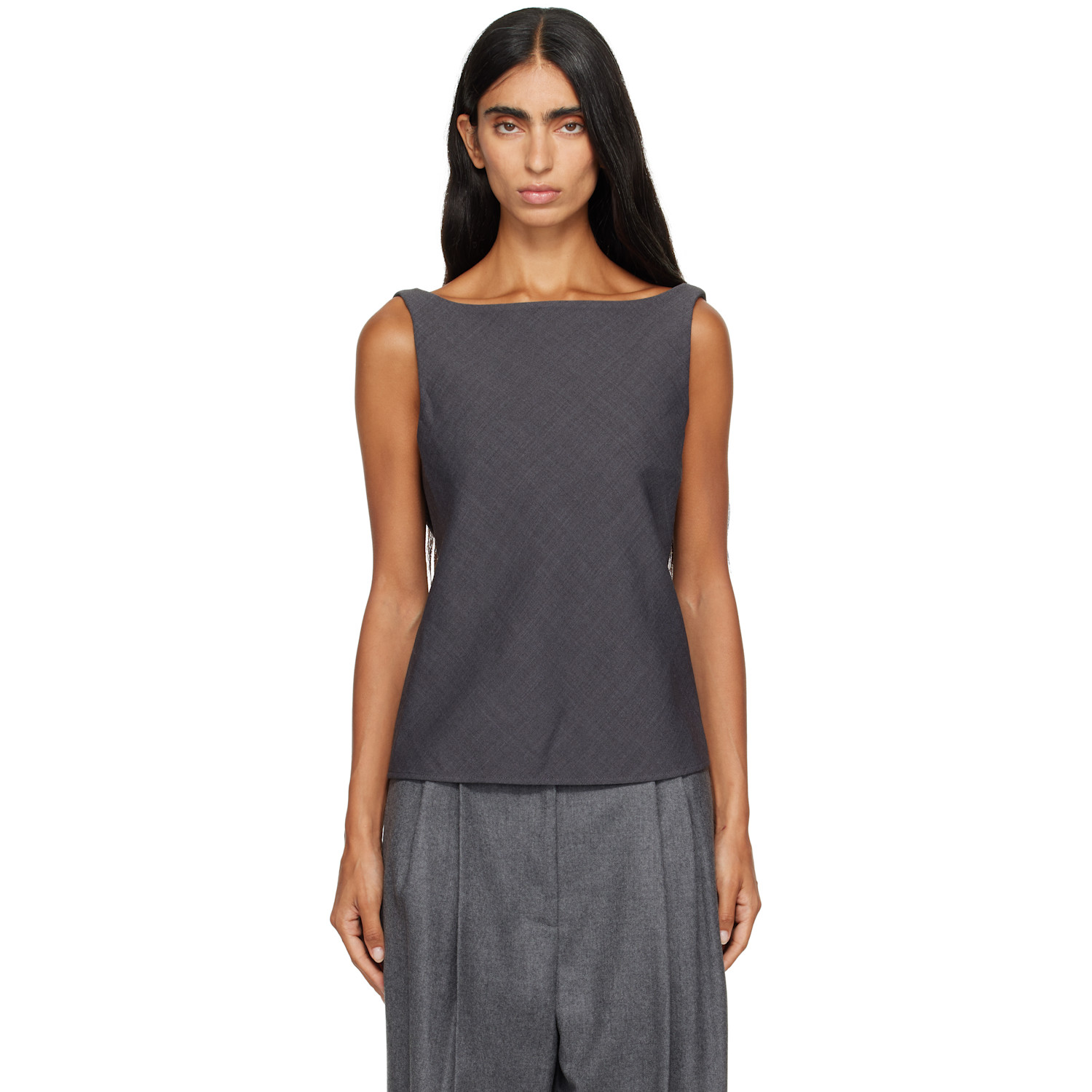 Le17septembre Gray Draped Back-scoop Sleeveless Top In Grey