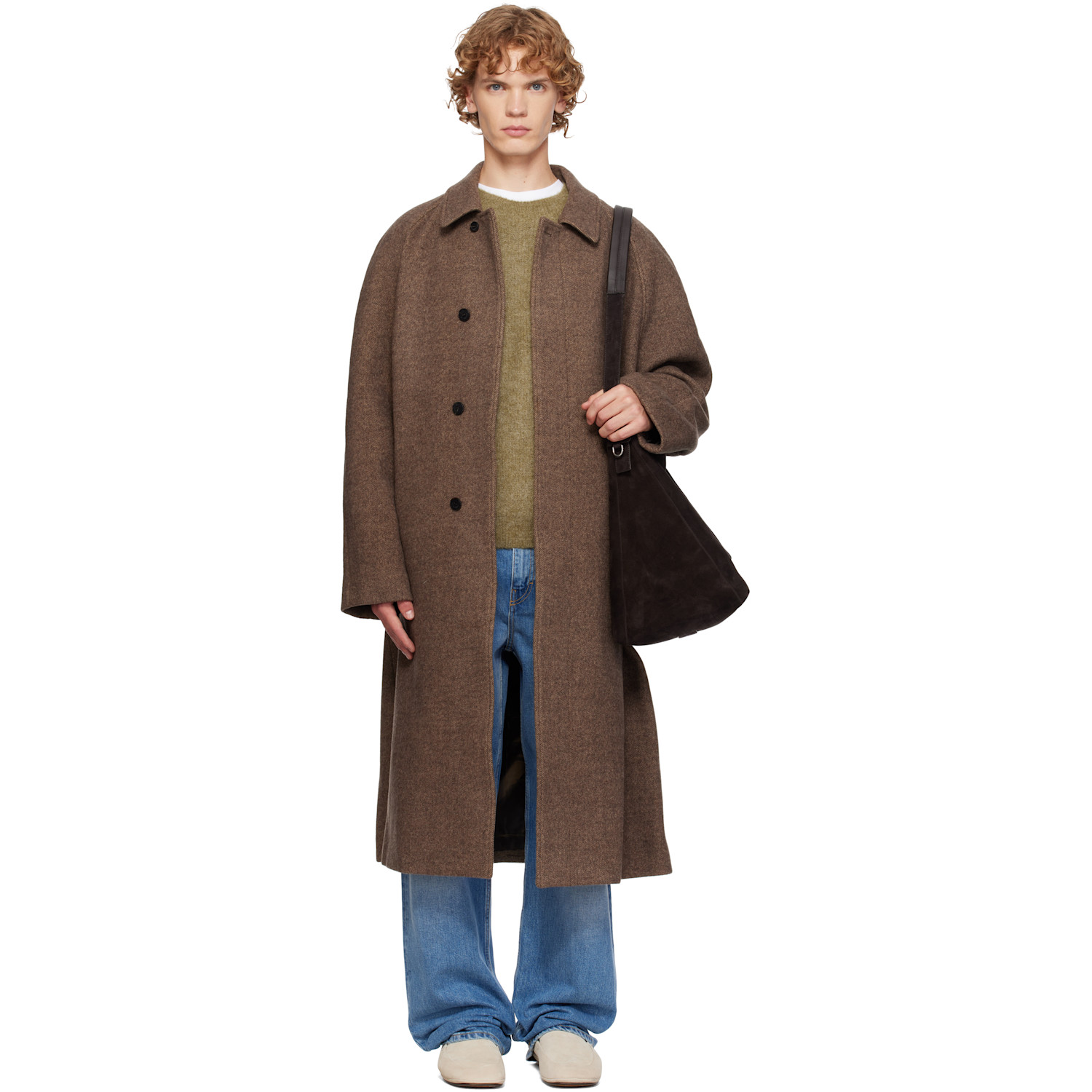 LE17SEPTEMBRE Brown Tweed Raglan Over Coat