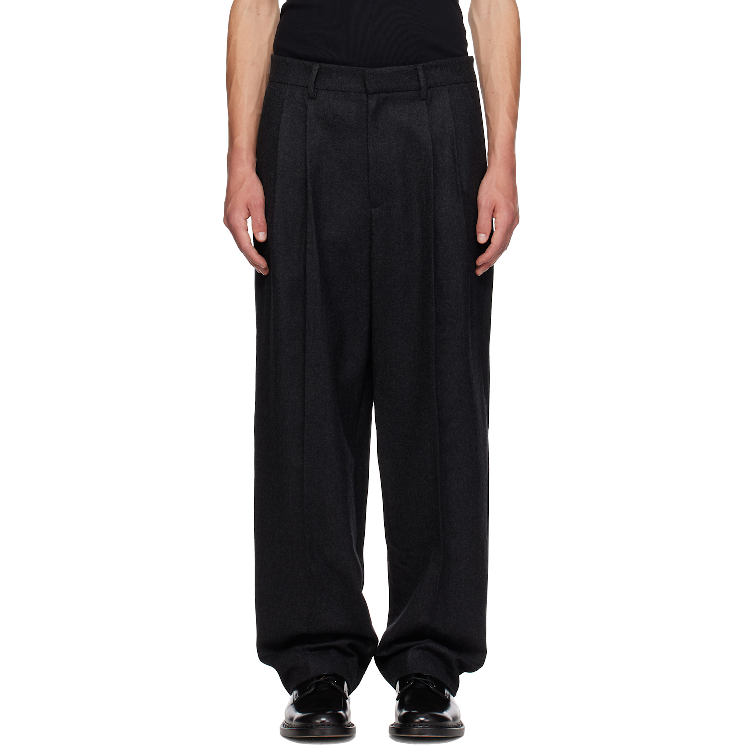 LE17SEPTEMBRE Gray Two-Tuck Wool Trousers